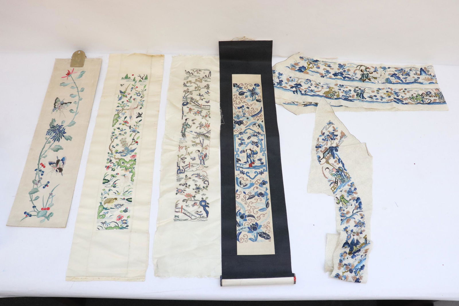 6 Chinese antique embroidery panels (1 of 9)