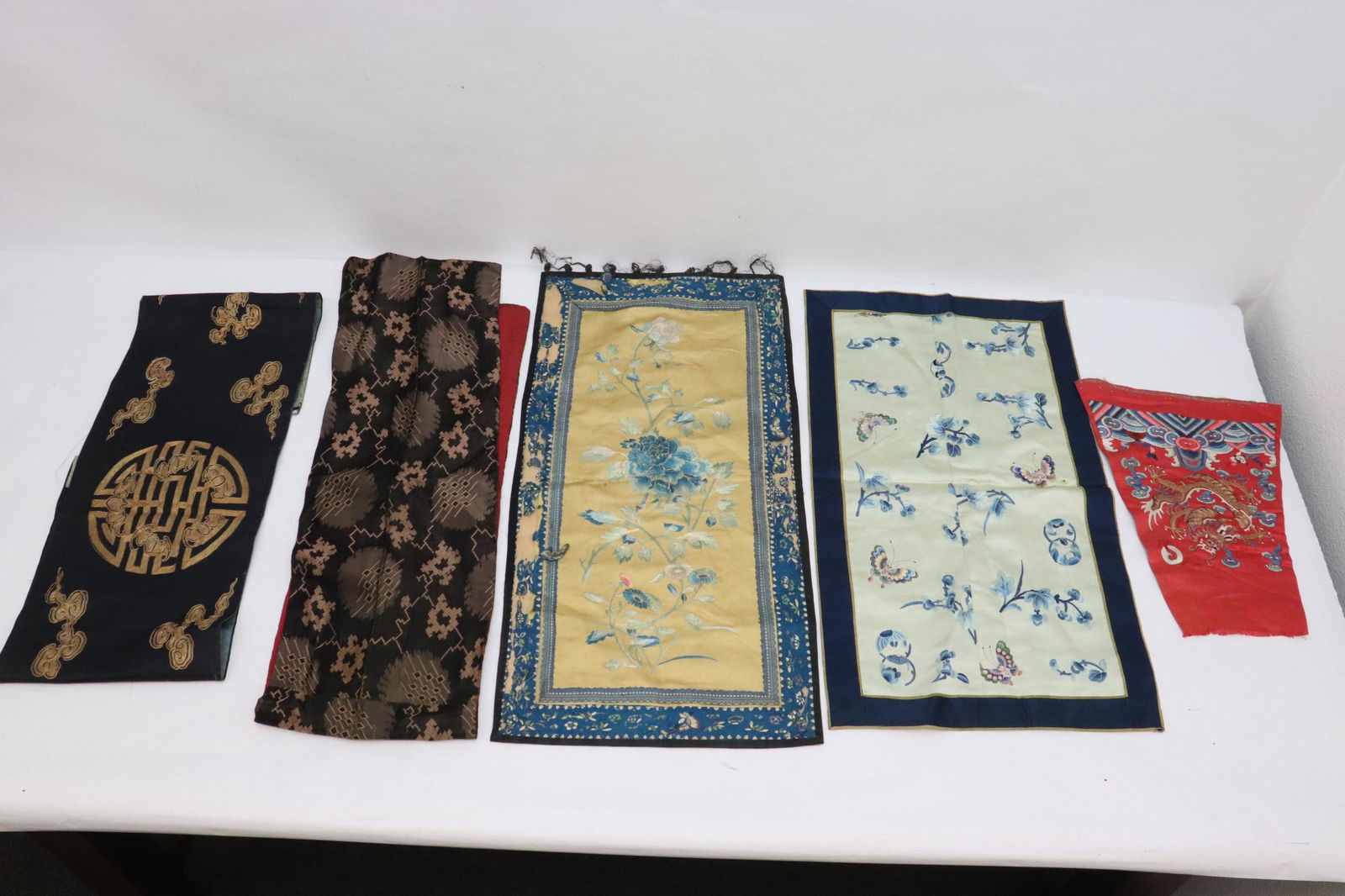 5 Chinese antique embroidery panels (1 of 10)