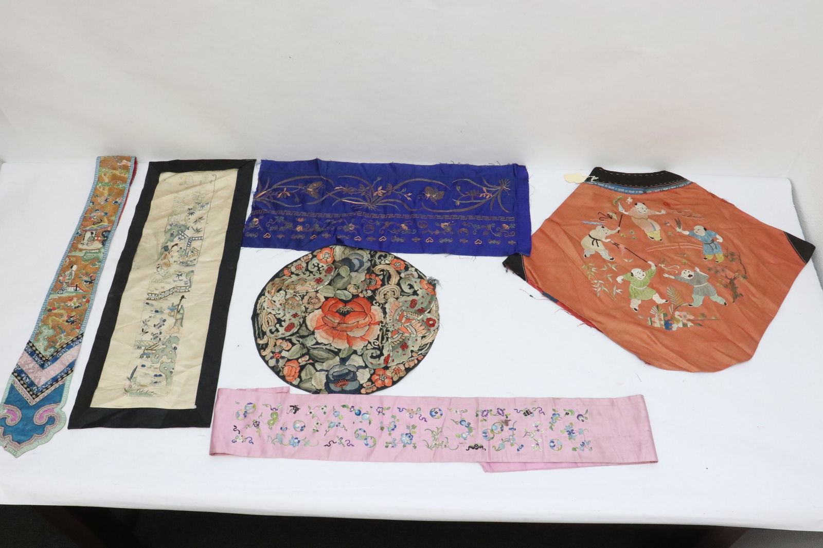 6 Chinese antique embroidery panels (1 of 10)