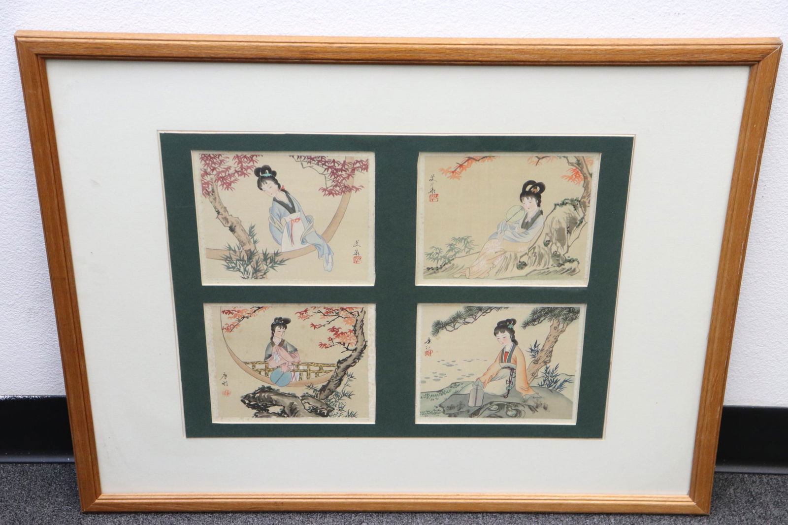4 Chinese framed miniature w/c on rice paper (1 of 7)