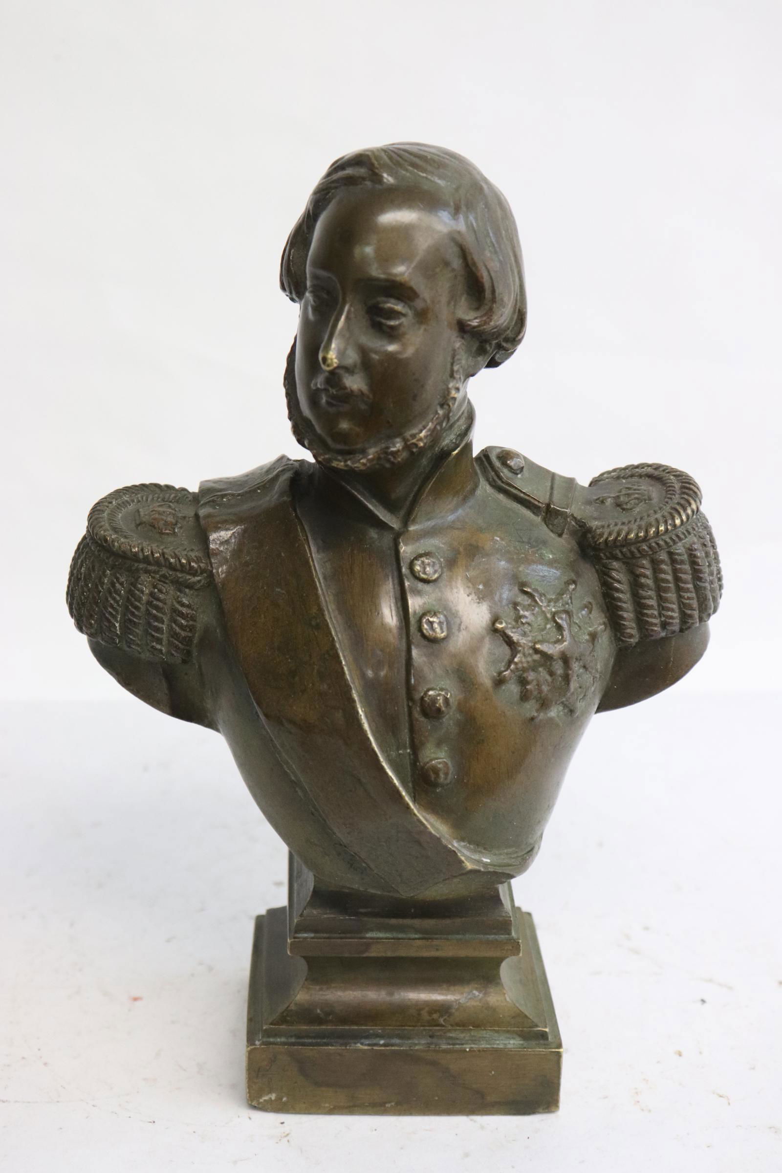 Antique bronze sculpture of bust of military man (1 of 7)