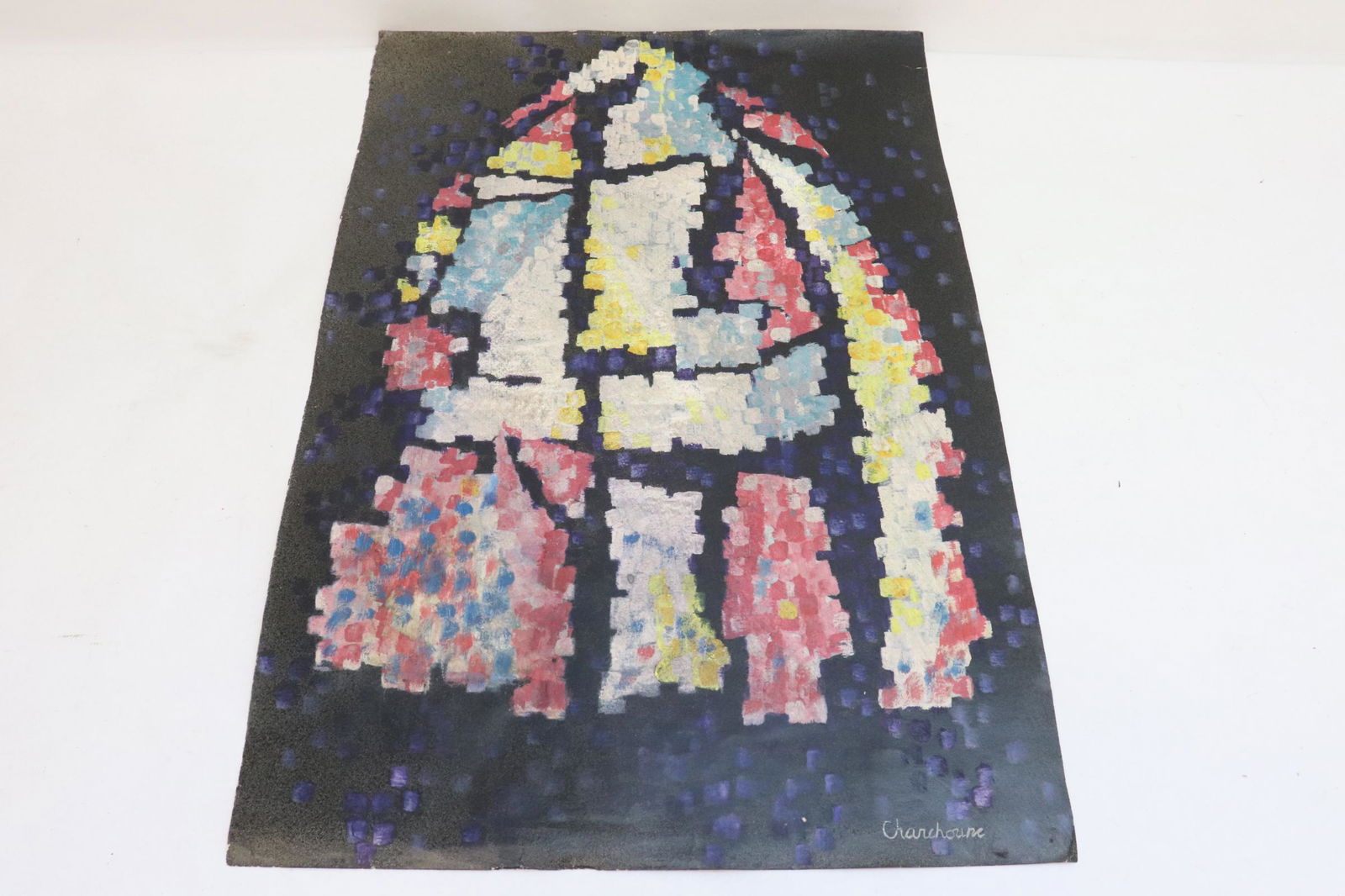 Oil on paper "abstract" signed Charchoune: Oil on paper "abstract" signed Charchoune, attributed to Serge Charchoune (Russia, 1888-1975), 24"x16.5"