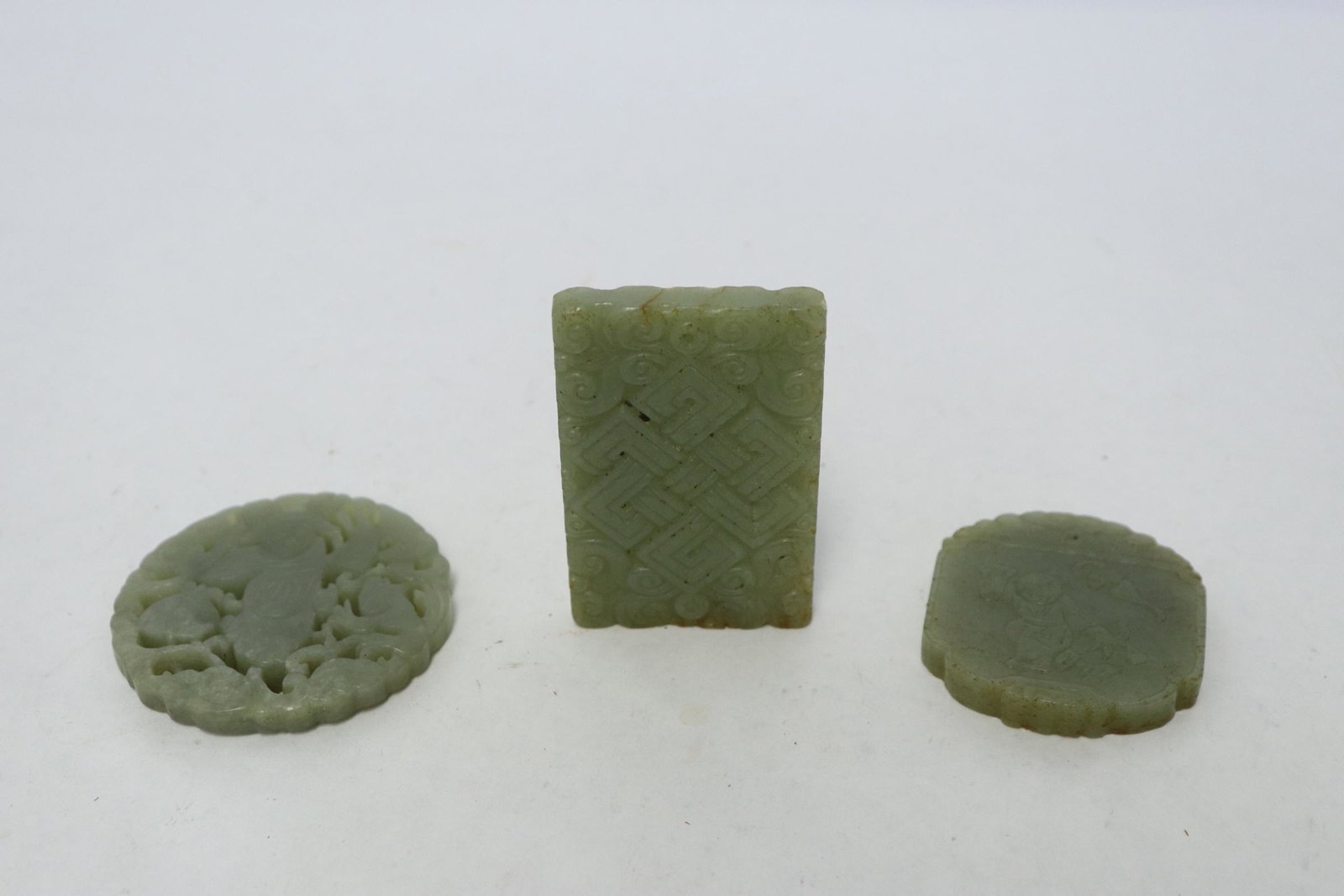 3 pieces celadon jade carved ornaments (1 of 10)