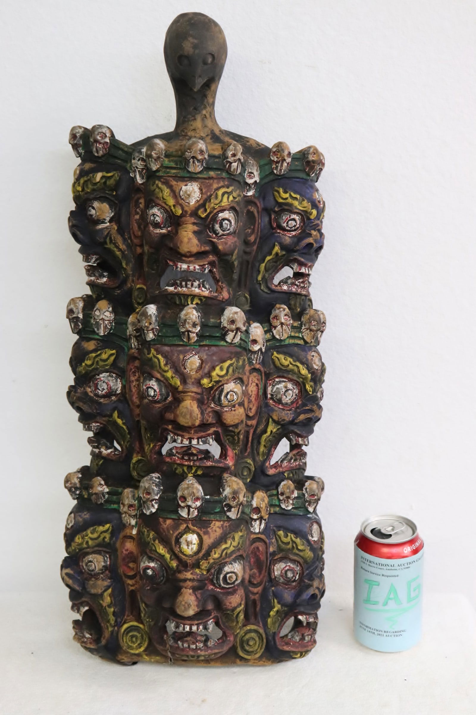 A wood carved religious motif panel (1 of 9)