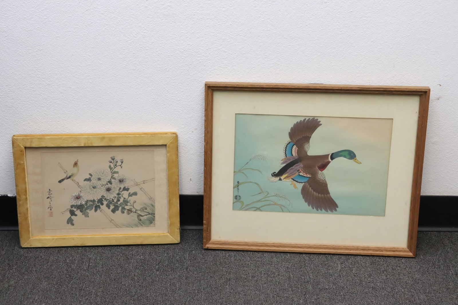 2 Japanese framed woodblock prints (1 of 9)