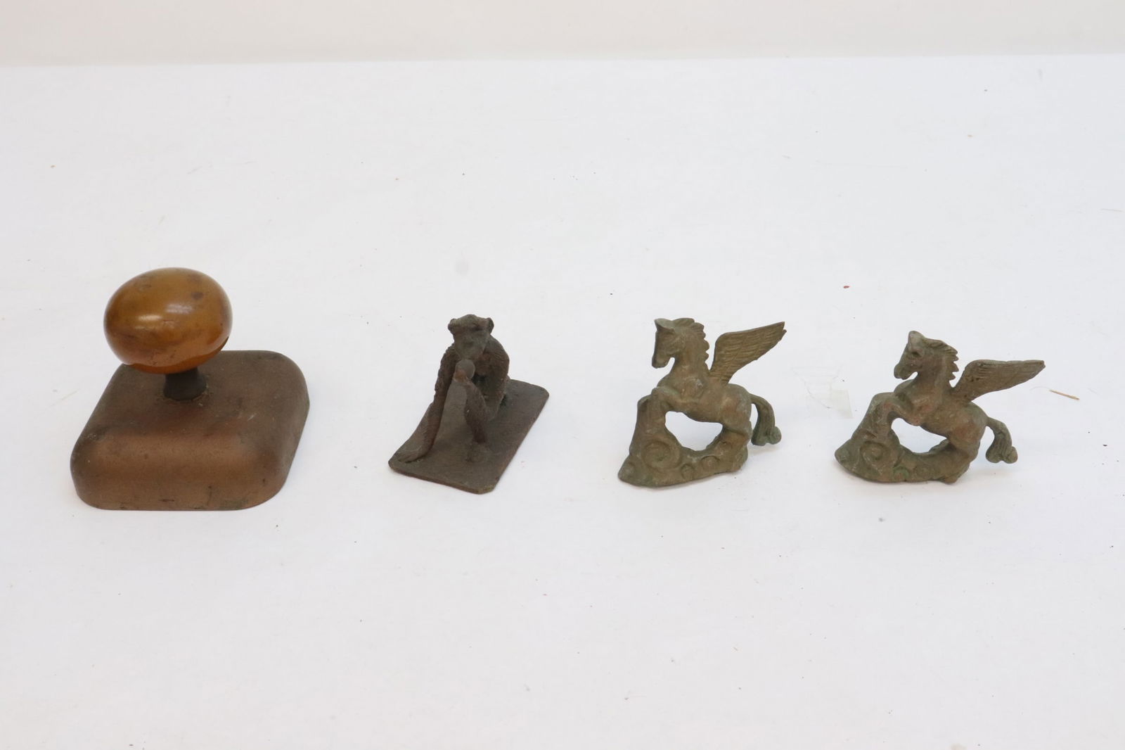 3 mini. bronze animals, and a copper seal base (1 of 9)