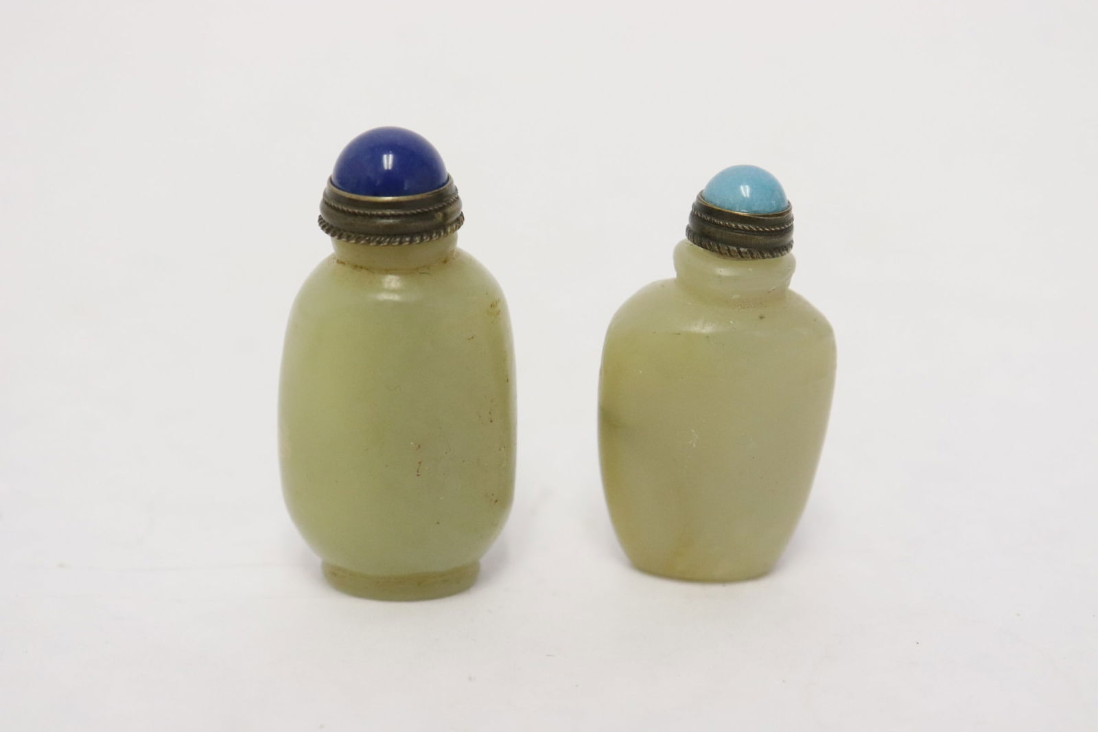 2 Chinese celadon jade miniature snuff bottles (1 of 10)