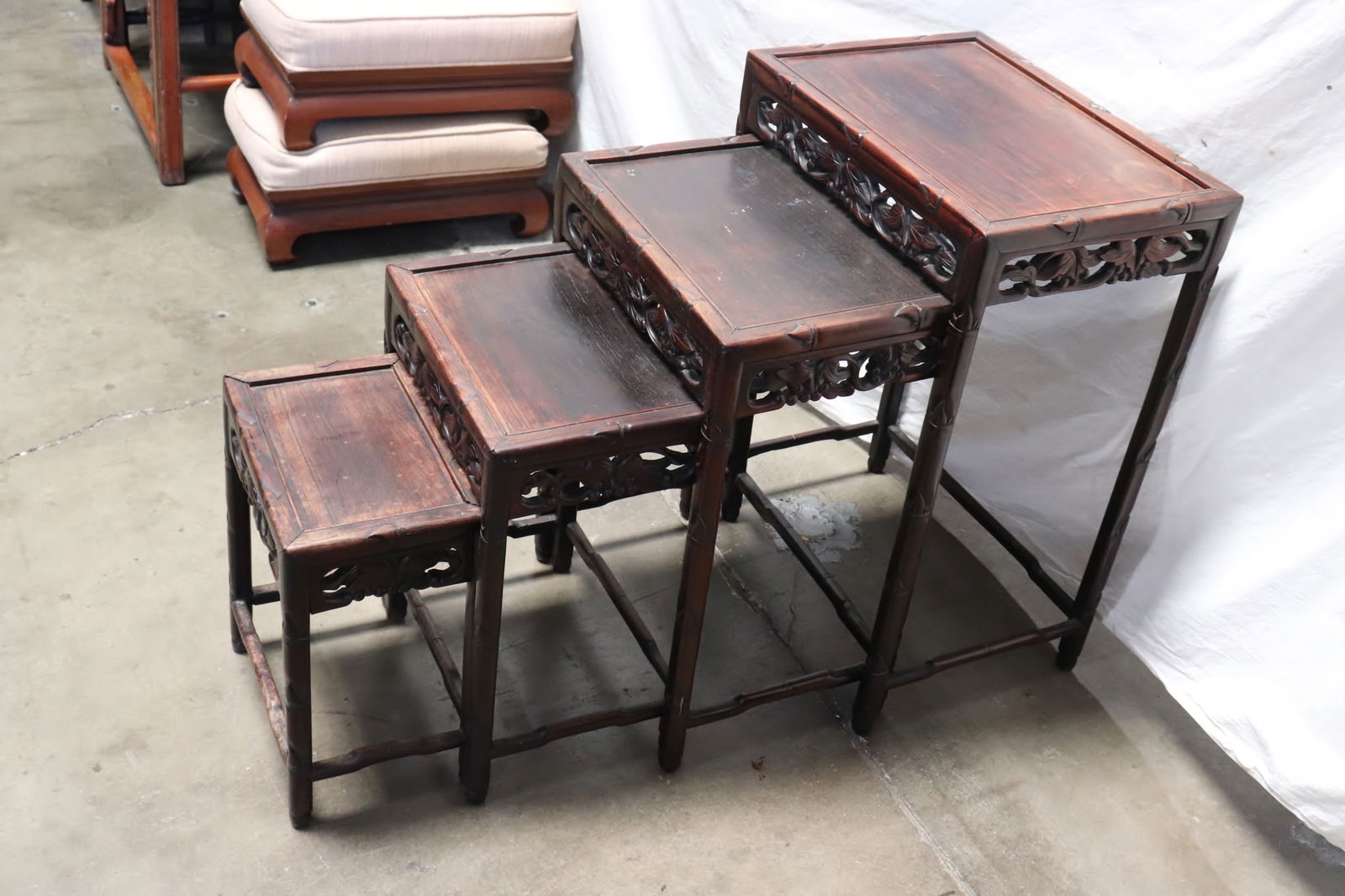Chinese 4 rosewood nesting table set (1 of 8)