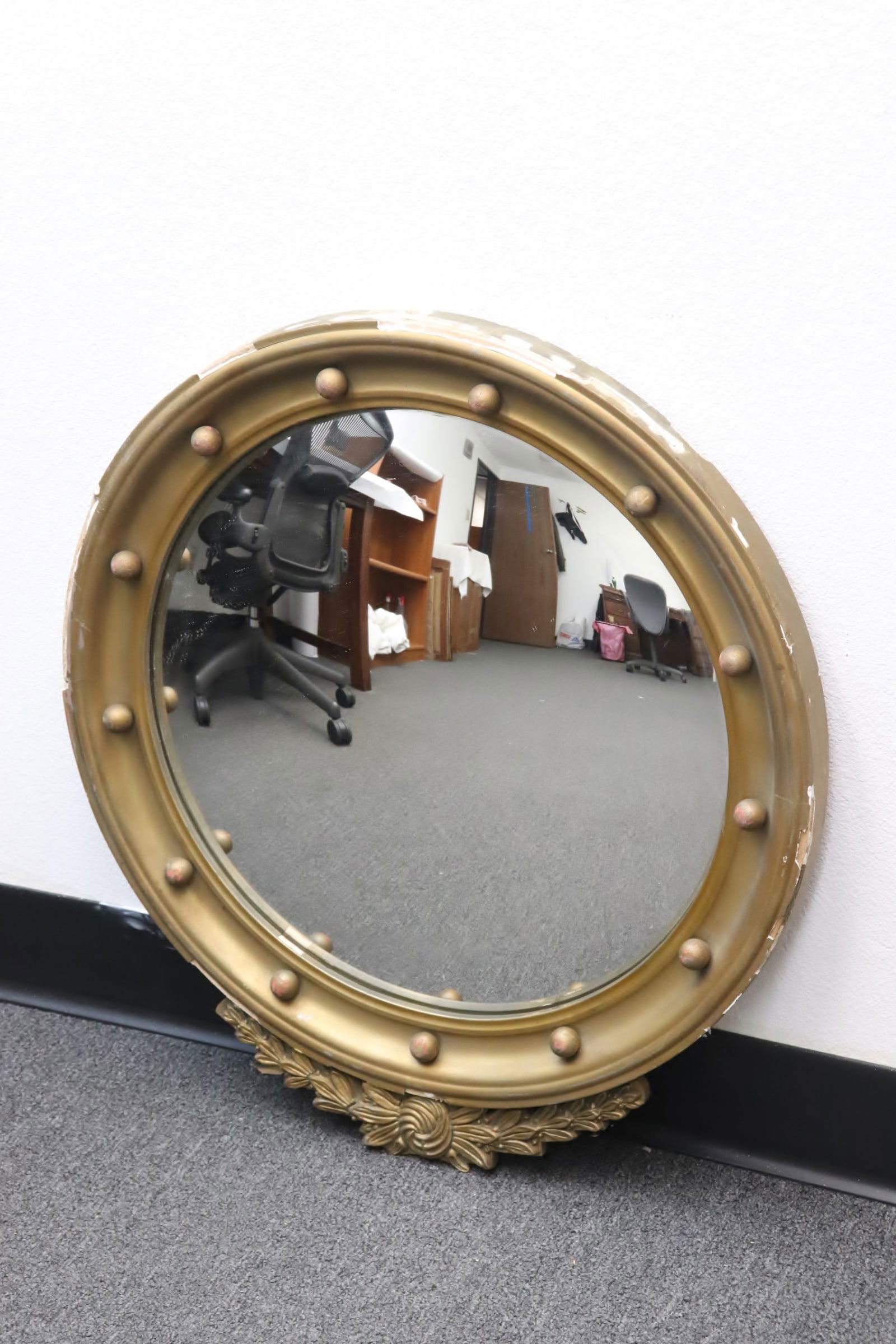 Antique concave mirror w/ carved giltwood frame (1 of 6)