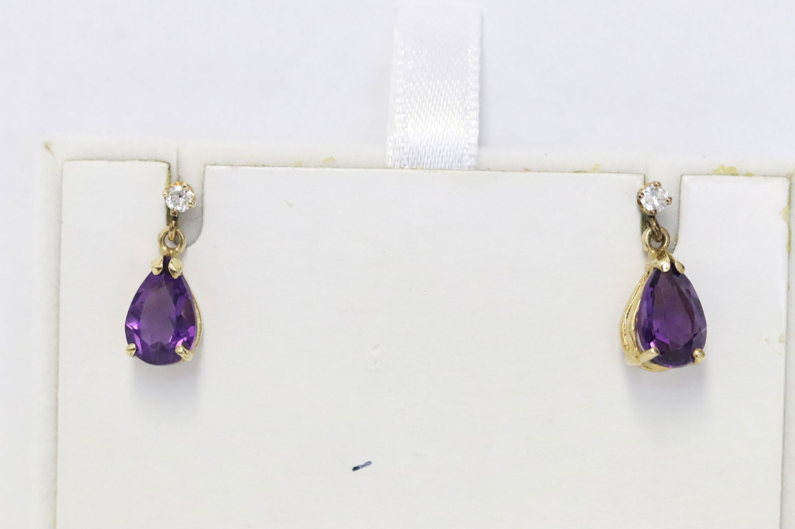 Pair 14K Y/G amethyst diamond earrings (1 of 8)