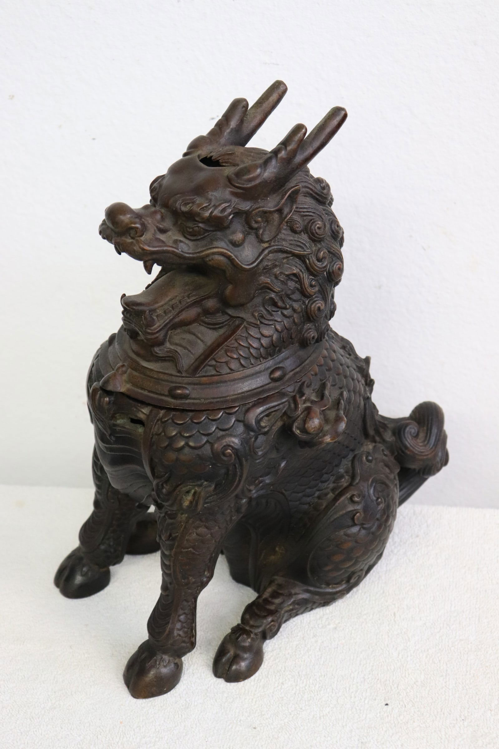 Chinese large bronze censer in the form of qilin (1 of 8)