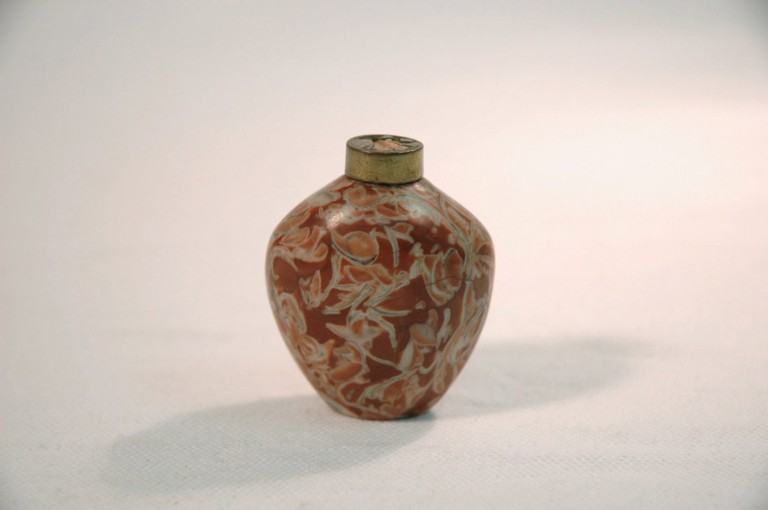 A rare Chinese fossiliferous limestone snuff bottle: A rare Chinese fossiliferous limestone snuff bottle (1.97"H)