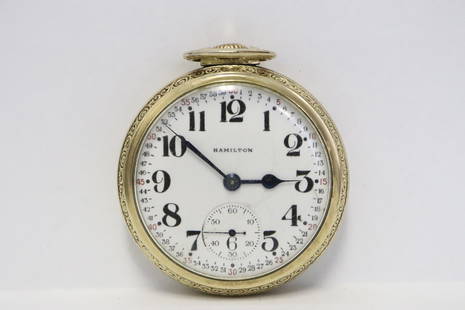 Fine Hamilton 21-jewel pocket watch, #992B: Fine Hamilton 21-jewel pocket watch (2"dia), #992B