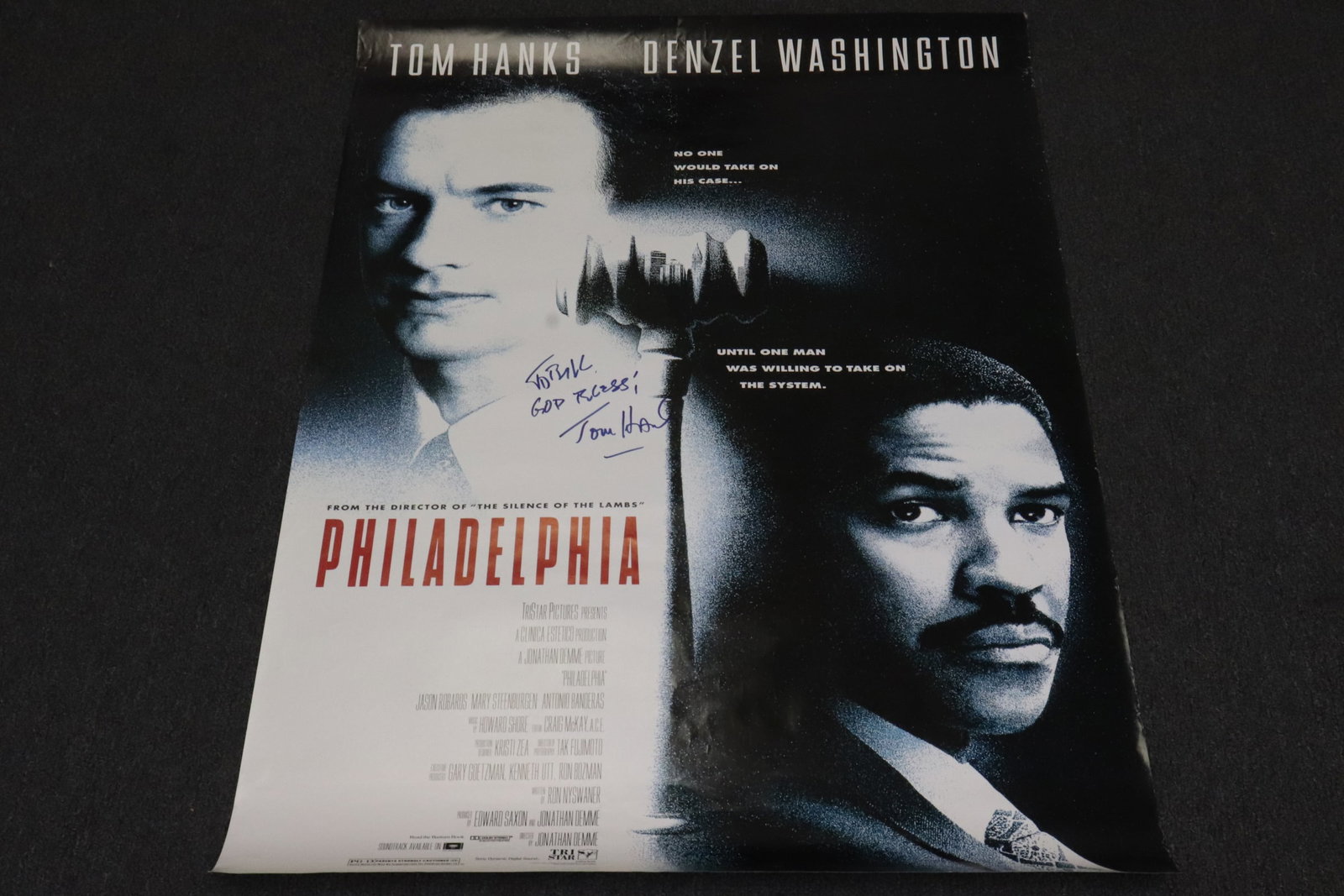 Movie poster signed by Tom Hanks: Movie poster signed by Tom Hanks, 39.8"x26.7"