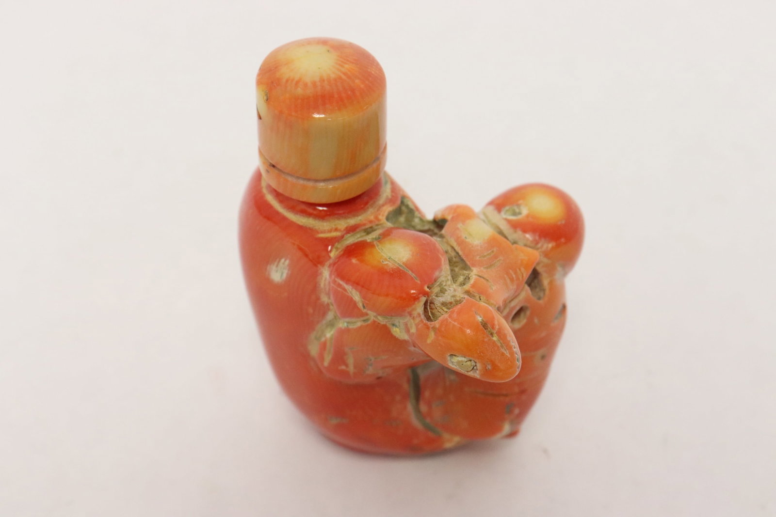 Coral snuff bottle: Coral snuff bottle, NO INTERNATIONAL SHIPPING OF CORAL, 3.2"H