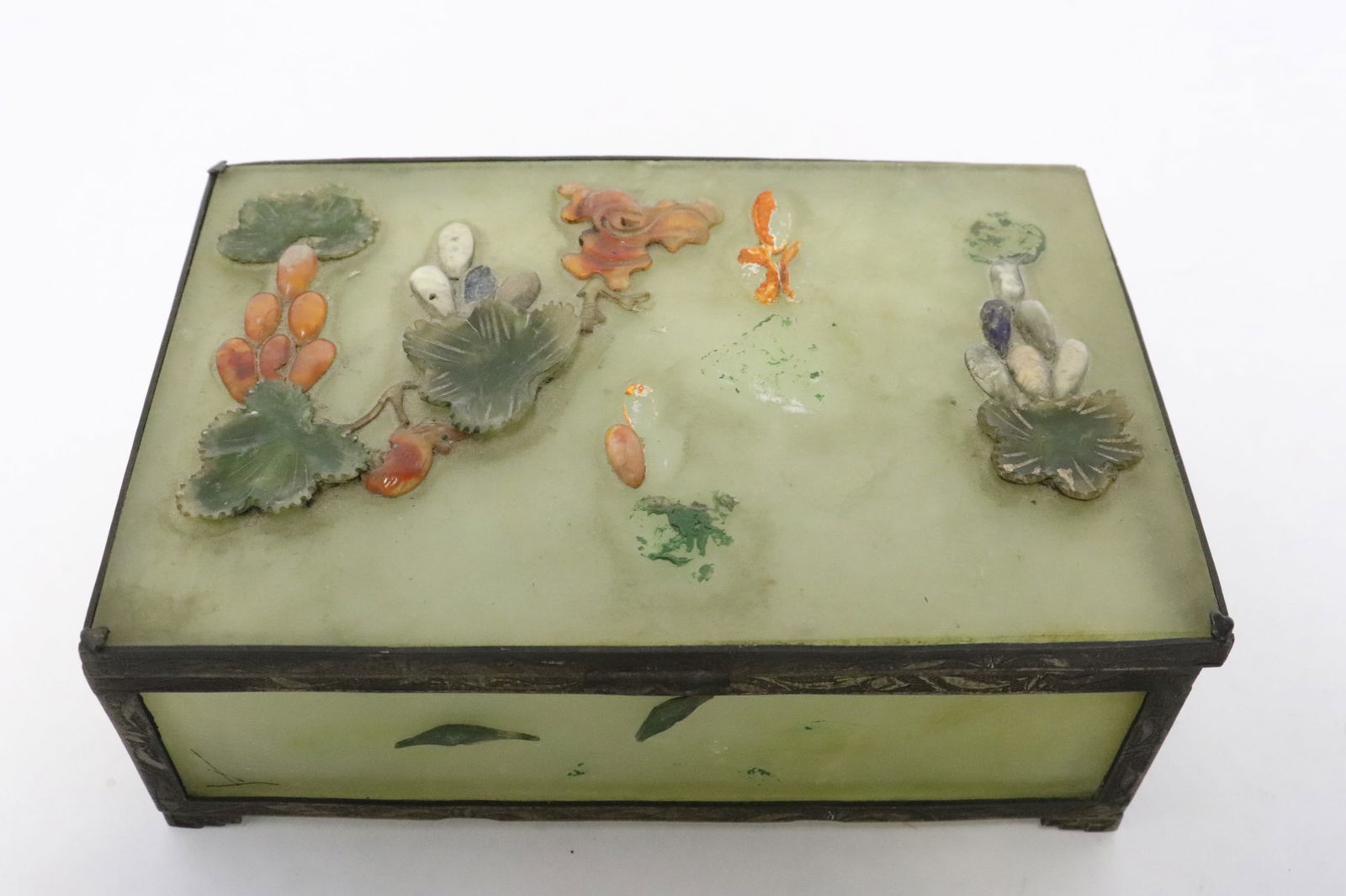 Antique Chinese box with jade panel (1 of 6)