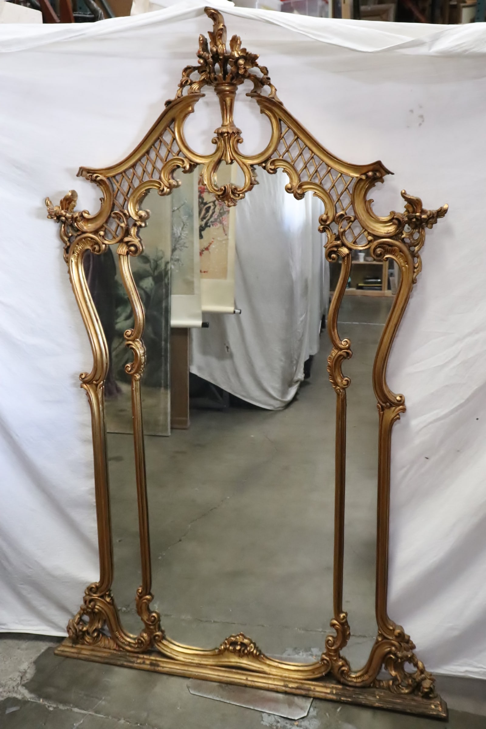 Beautiful French giltwood wall mirror: Beautiful French giltwood wall mirror, 54.5"x32.2"
