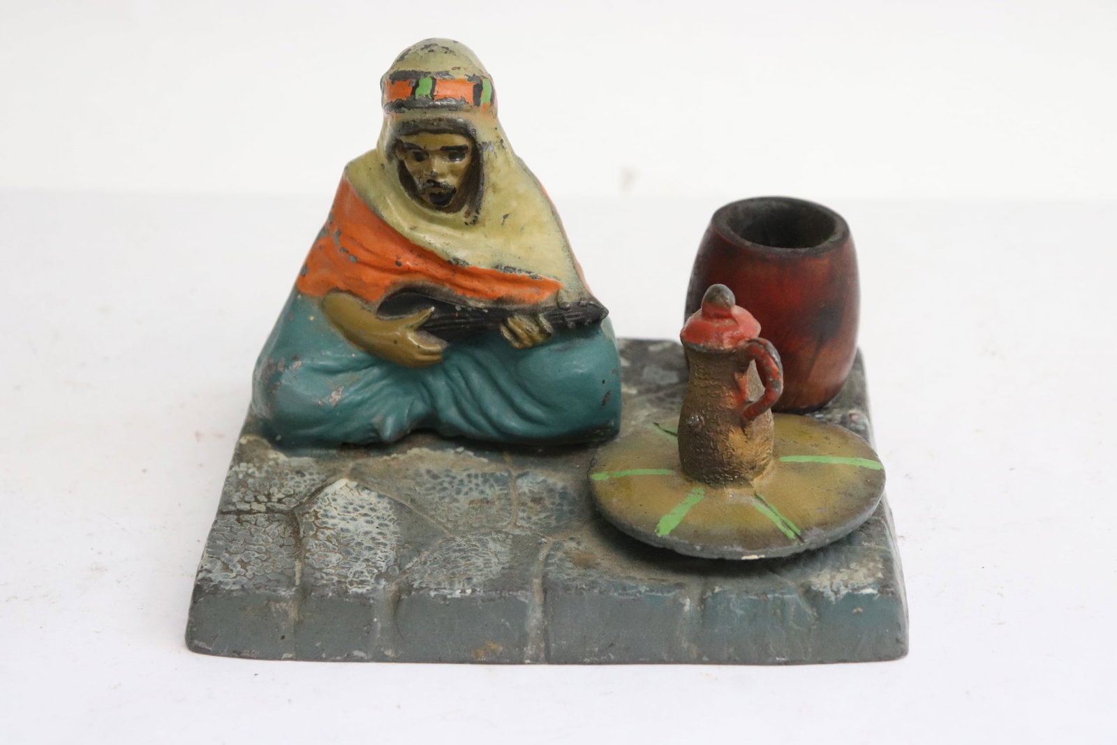 Venetian painted metal sculpture: Venetian painted metal sculpture, missing part, 3.75"H