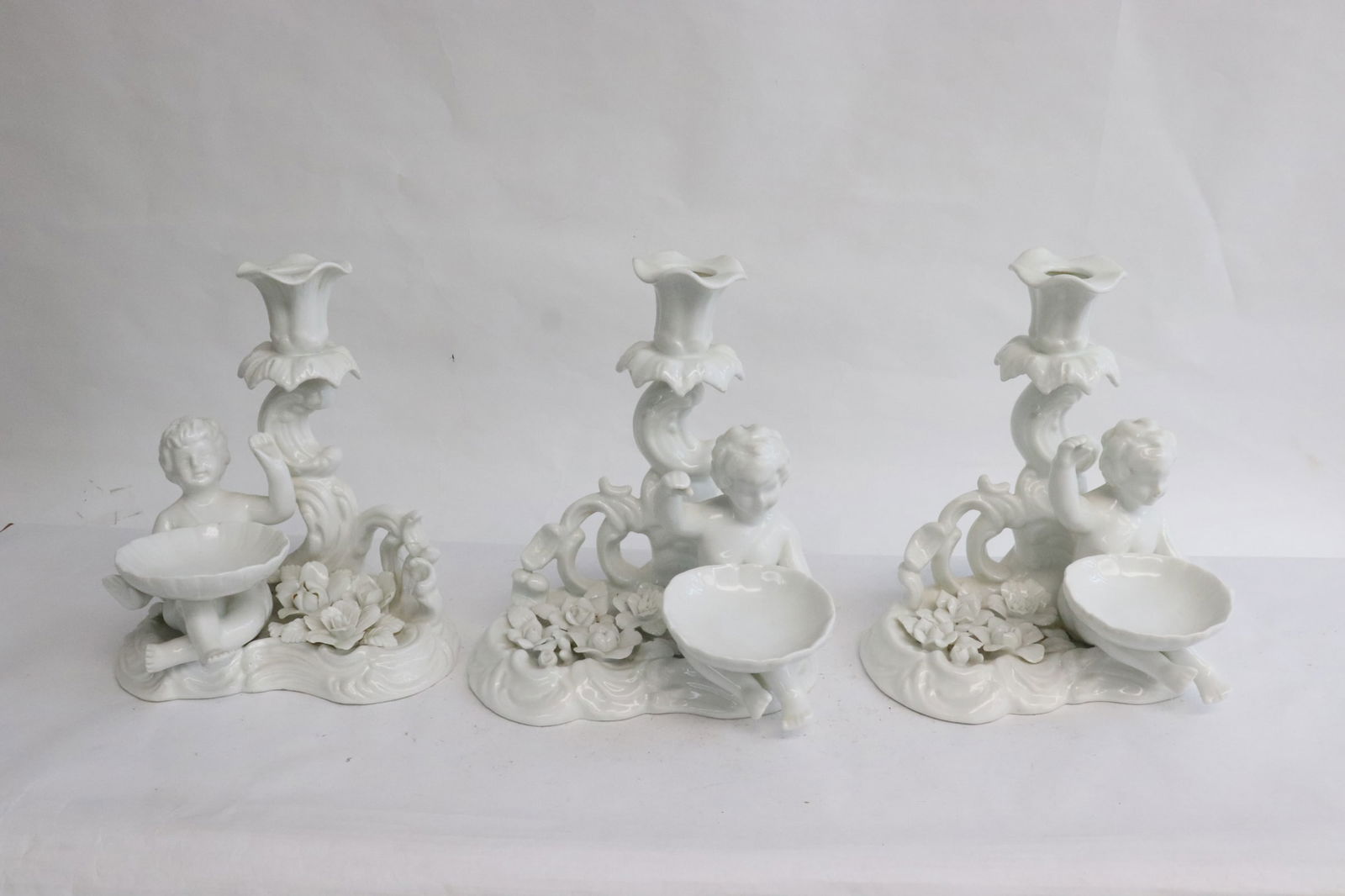 3 capodimonte white porcelain candle holders (1 of 9)