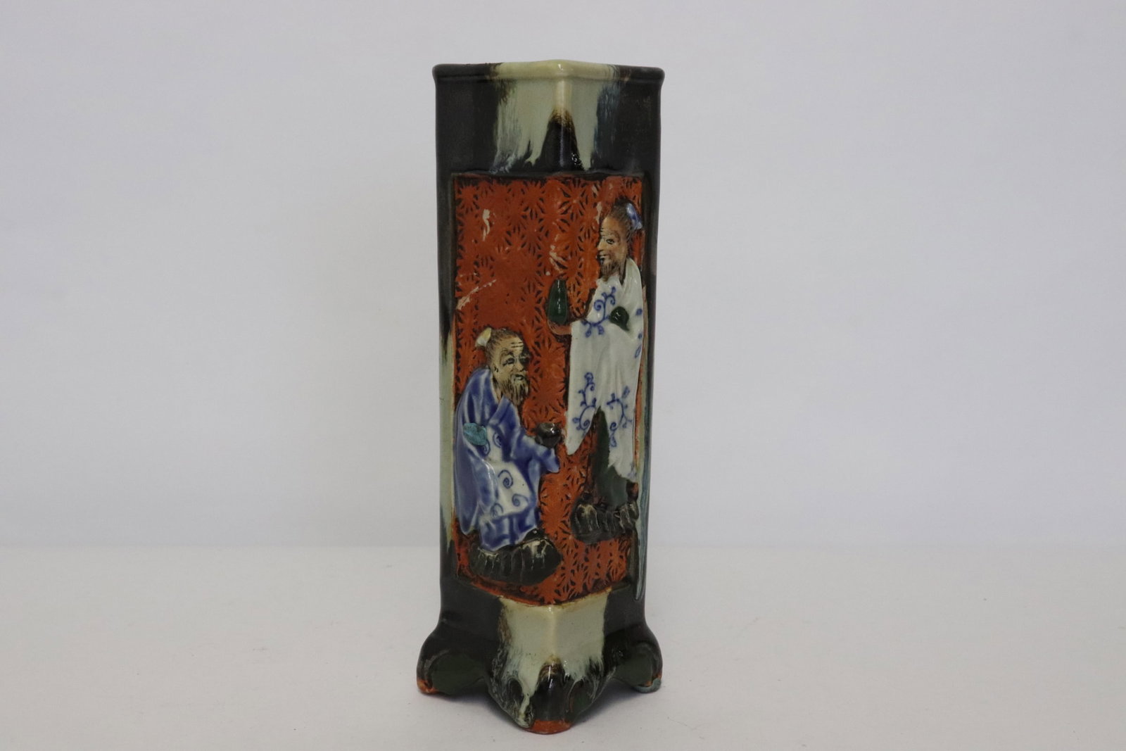 Antique Japanese sumidagawa incense holder: Antique Japanese sumidagawa incense holder, 9.4"x2.6"x2.6"