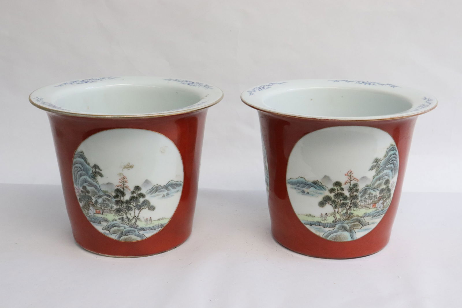 Pair Chinese late 19th c. porcelain planters (1 of 10)