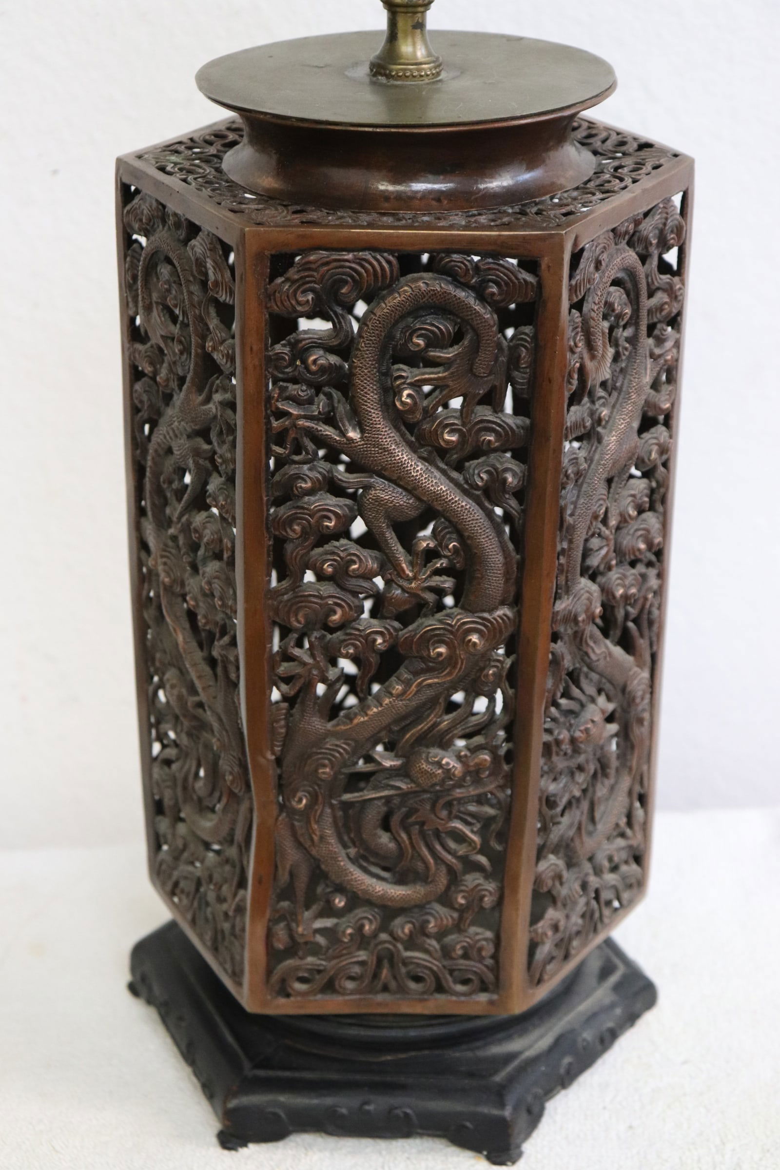 Chinese copper lantern, made as a lamp (1 of 8)
