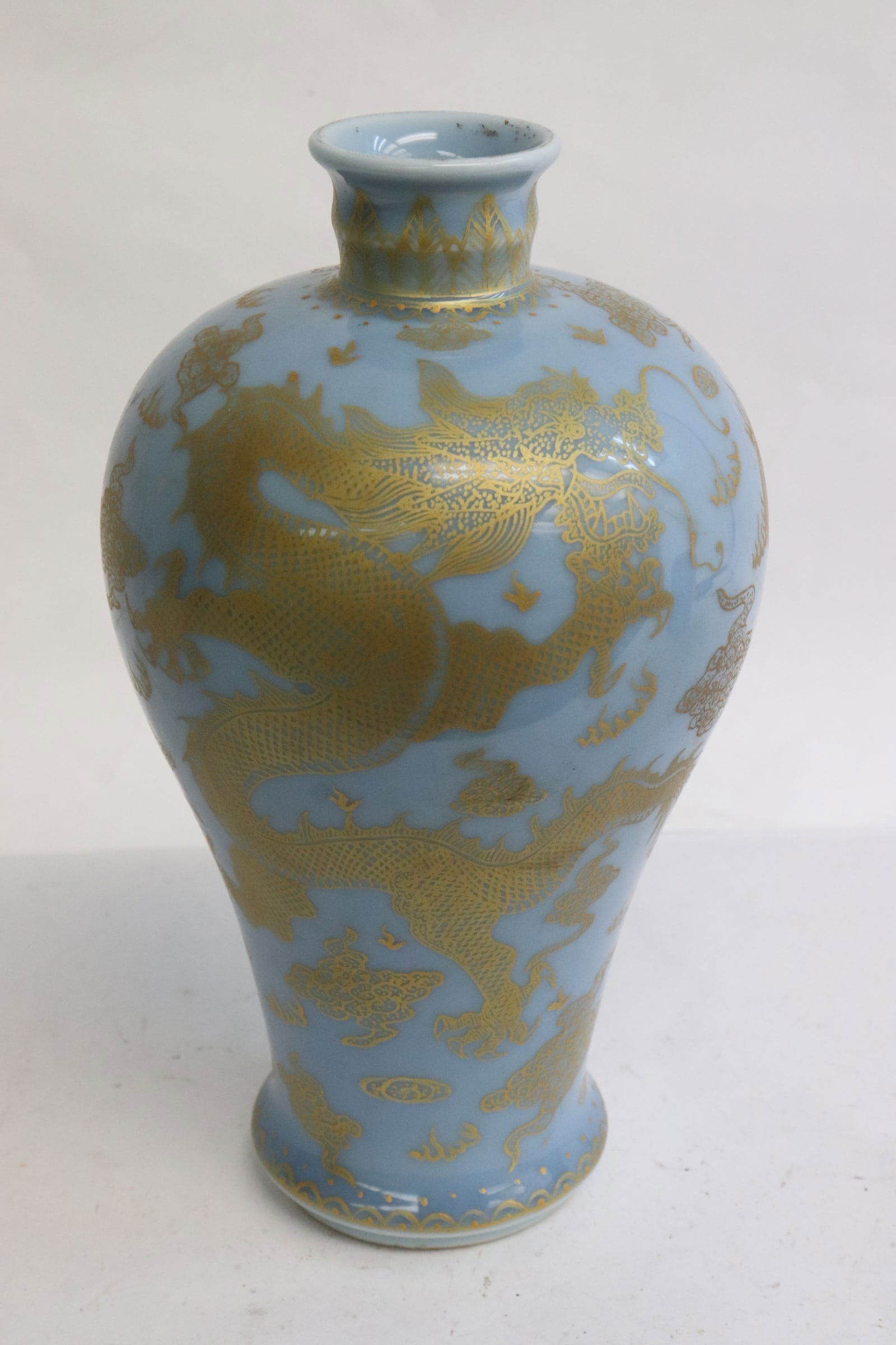 A gold on blue small porcelain meiping (1 of 7)