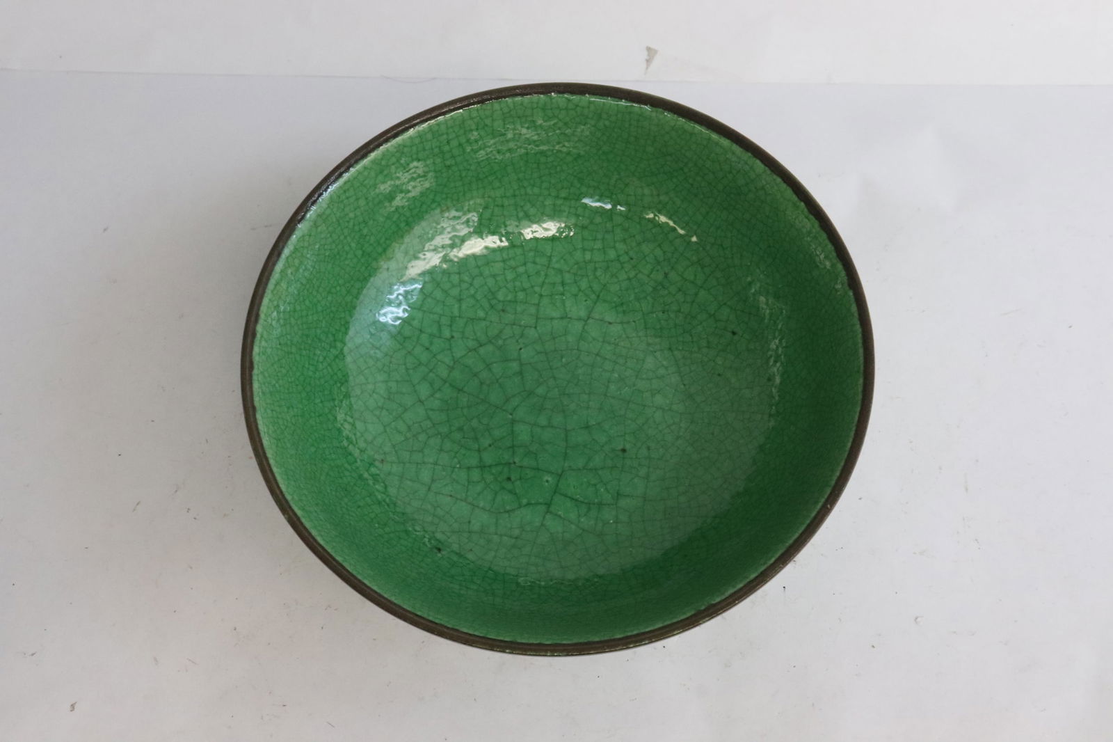 bright green glazed crackleware large bowl (1 of 8)