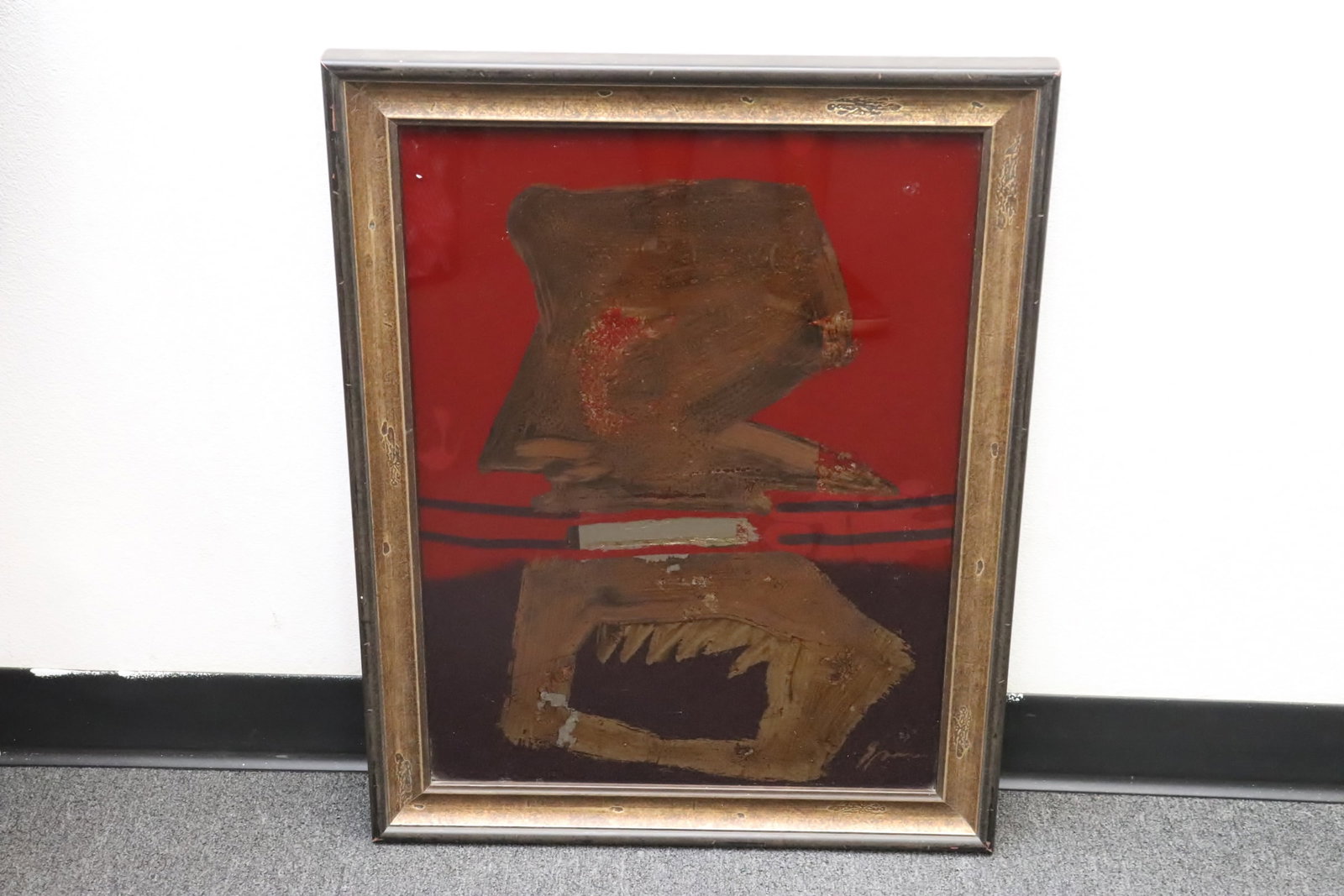 Framed collage(?), signed: Framed collage(?), signed, 23.4"x17.3"