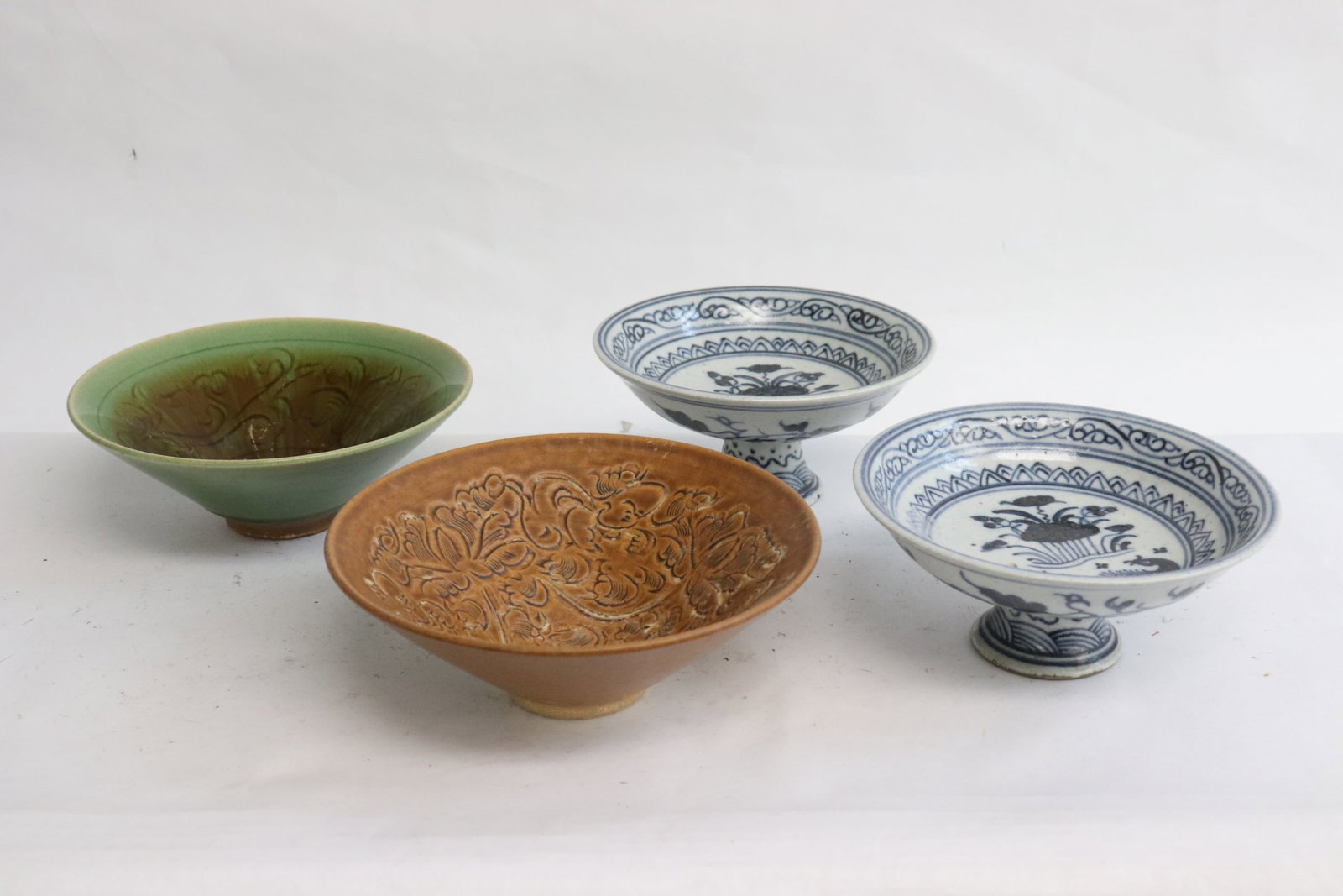 2 Chinese Song style bowls, & 2 Chinese stem bowls (1 of 11)