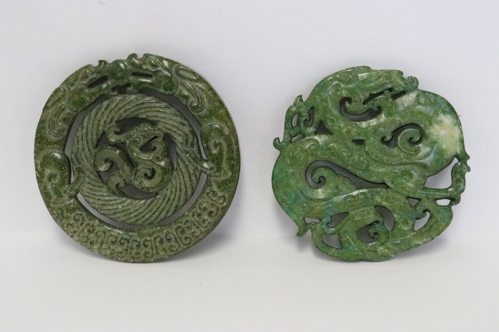2 Chinese jadeite like stone carved ornaments (1 of 9)