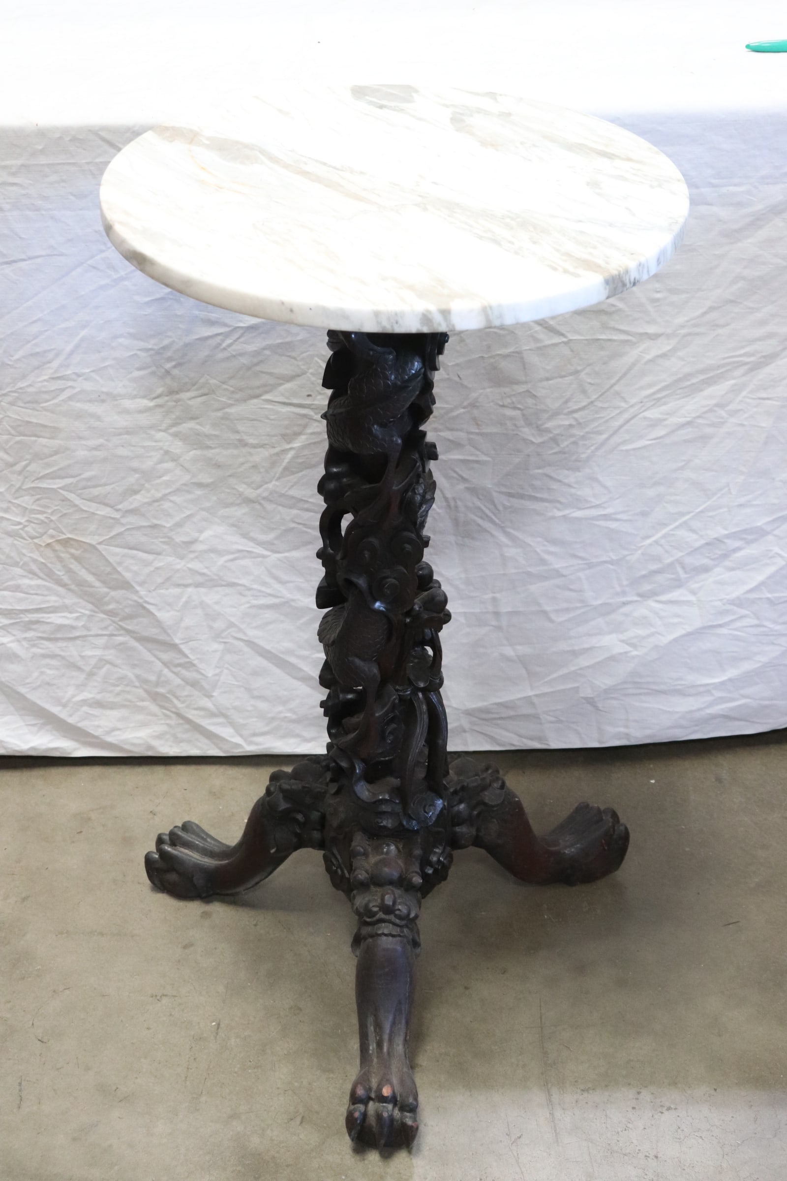Chinese marble top pedestal stand (1 of 10)