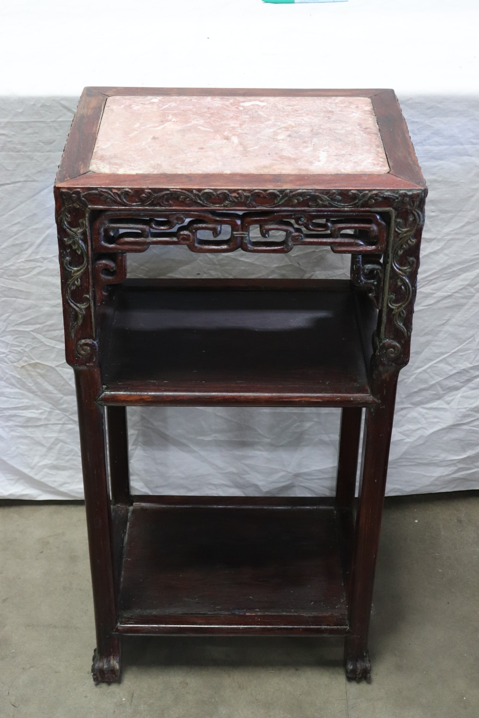 Chinese antique marble top rosewood side table (1 of 9)