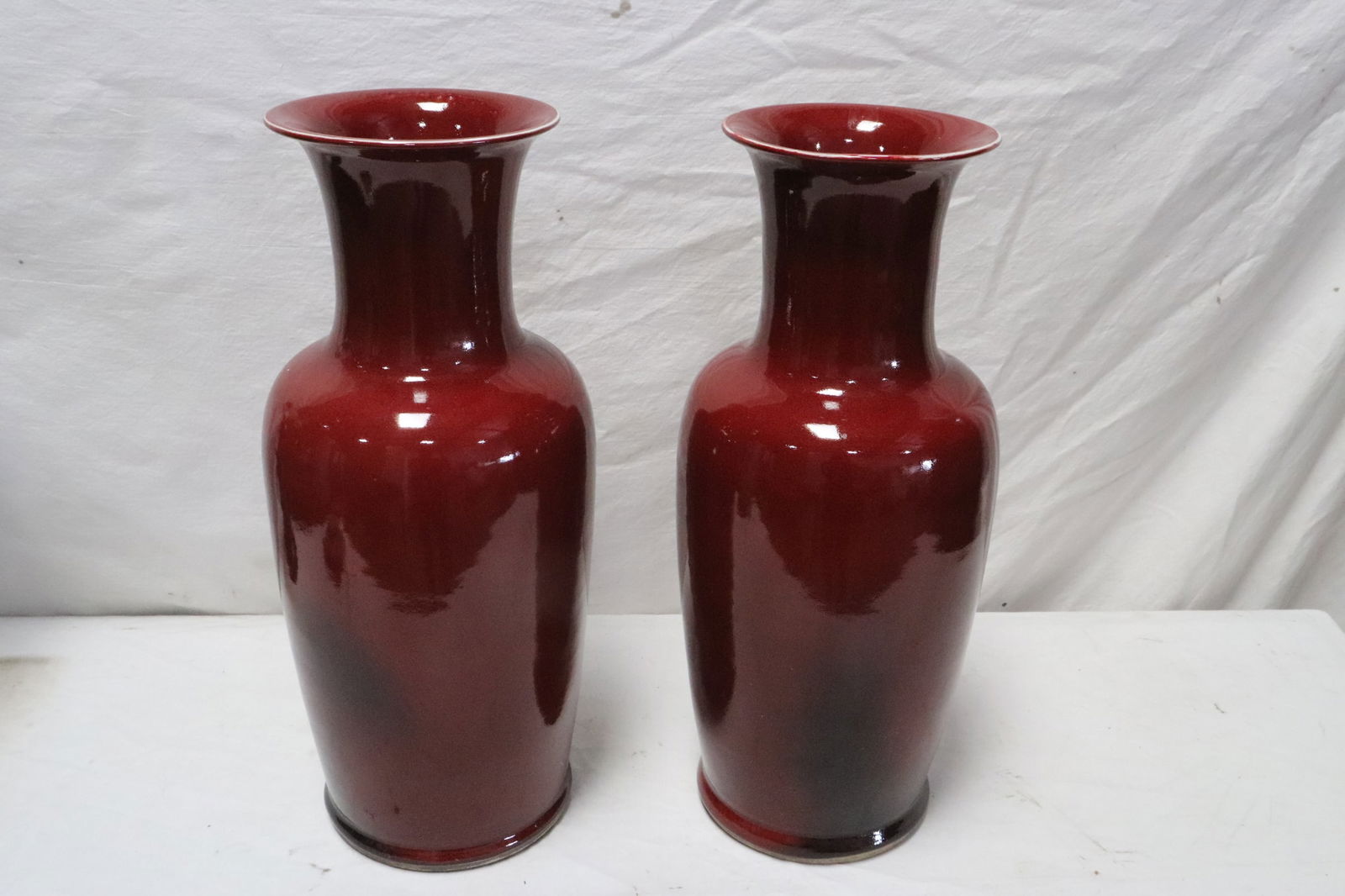 Pair Chinese large red glazed porcelain vases (1 of 12)