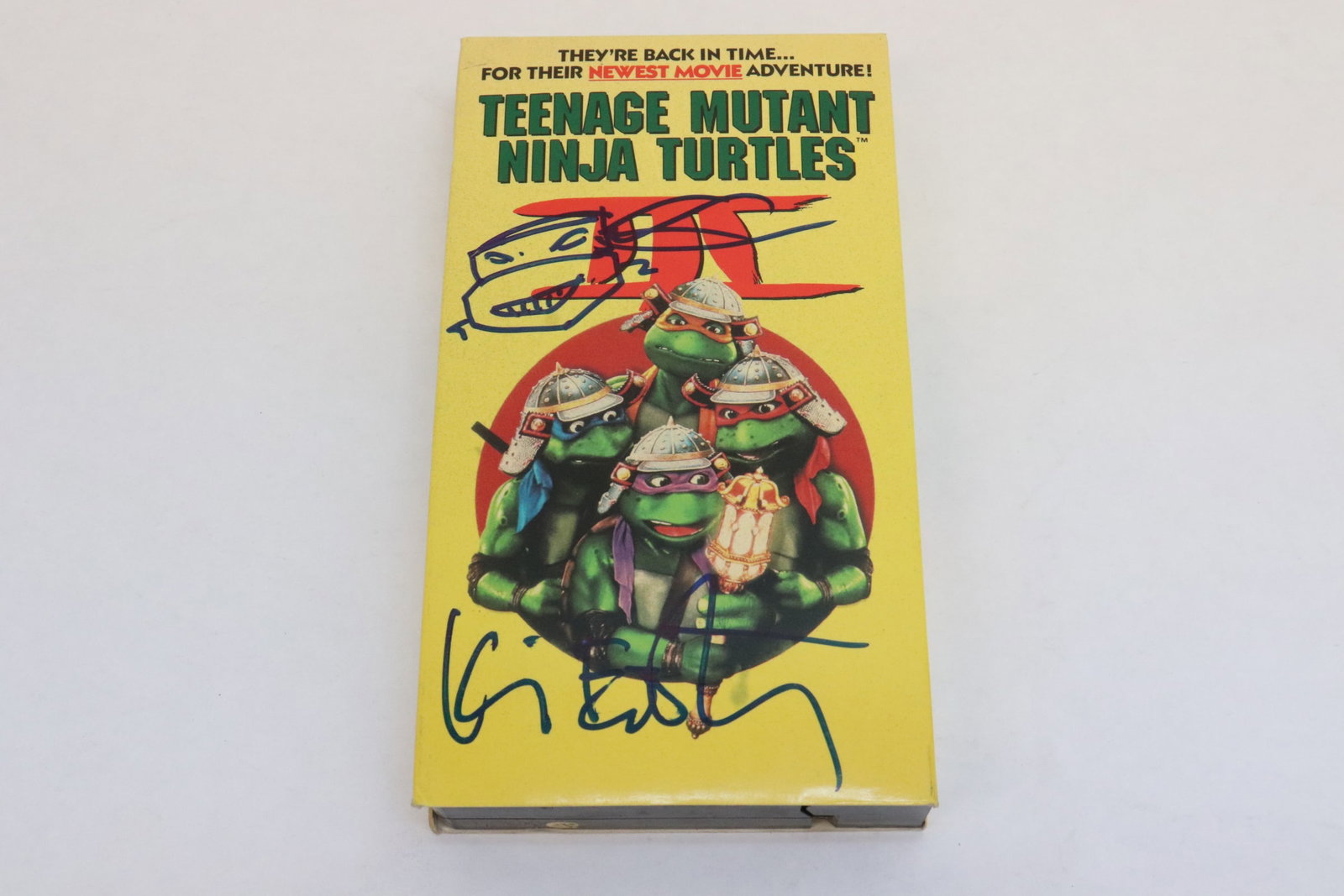 video tape signed by Kevin Eastman on cover: "teenage mutant Ninja Turtle 3", video tape, c1993, signed by Kevin Eastman on cover