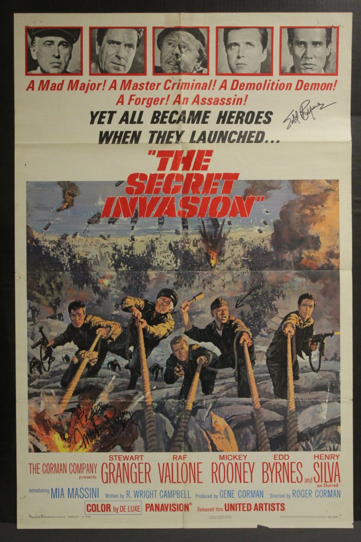 movie poster signed by Mickey Rooney & Edd Byrnes (1 of 9)