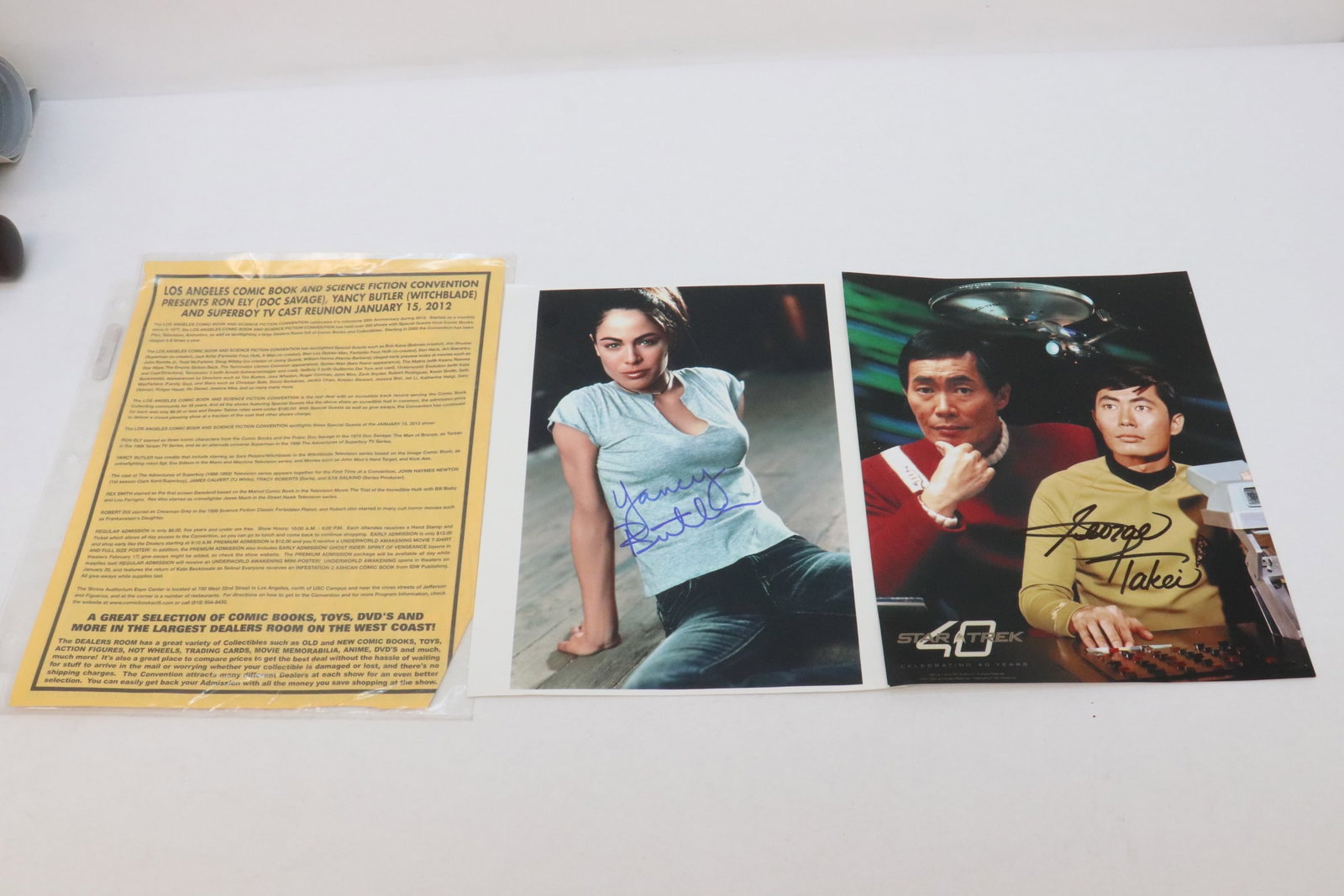 2 movie star signed photos: 2 movie star signed photos; George Takei and Yancy Butler