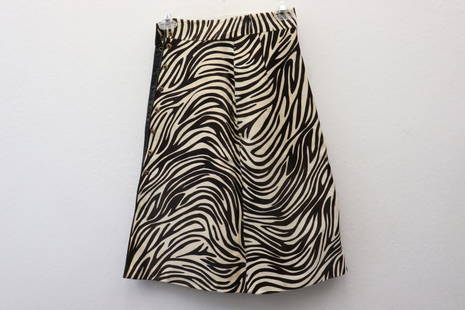 zebra fur skirt by Furrific, Beverly Hills, CA: A rare zebra fur skirt by Furrific, Beverly Hills, California, 25.5"L