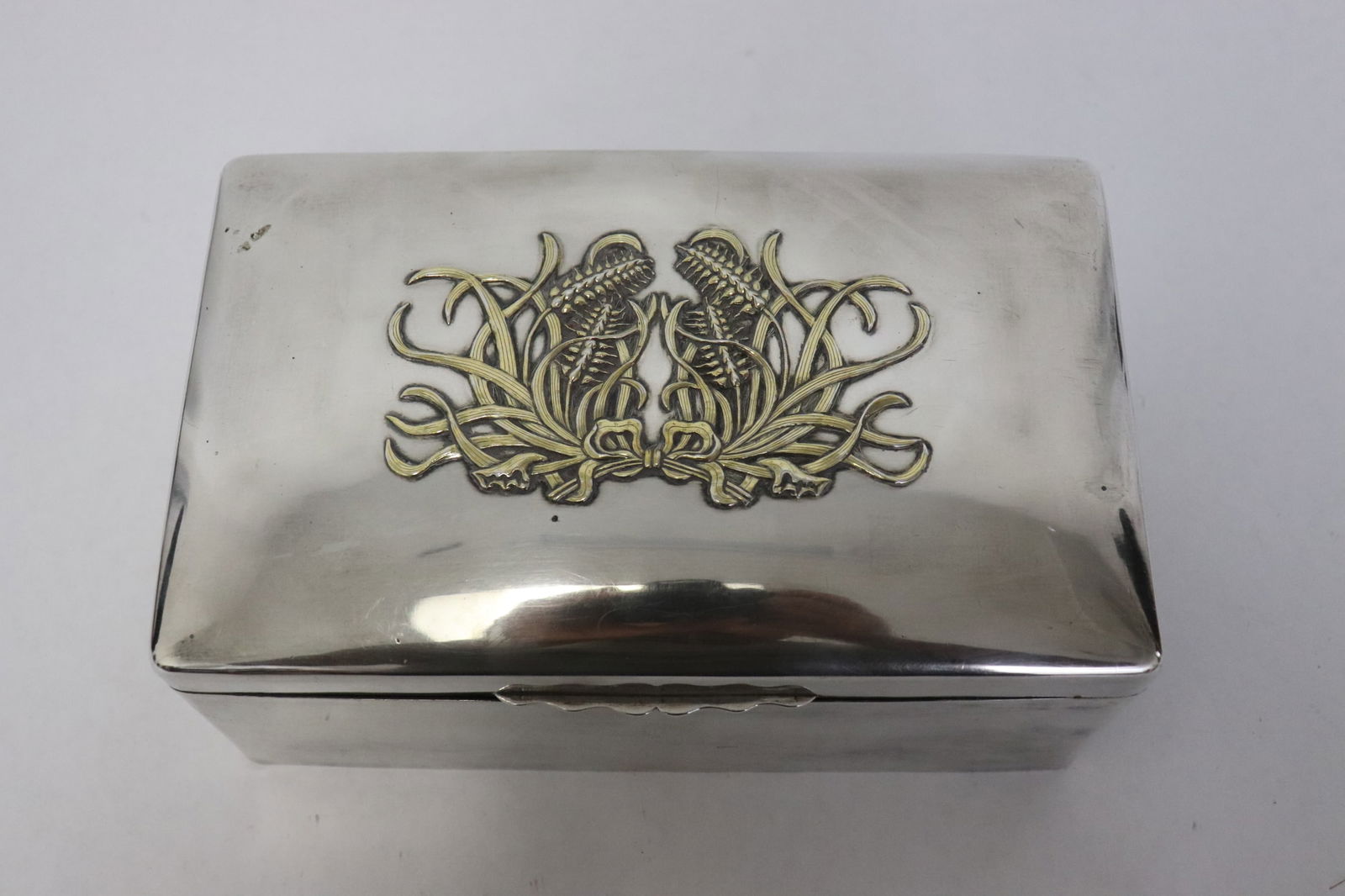 Large Chinese antique silver and wood box (1 of 11)