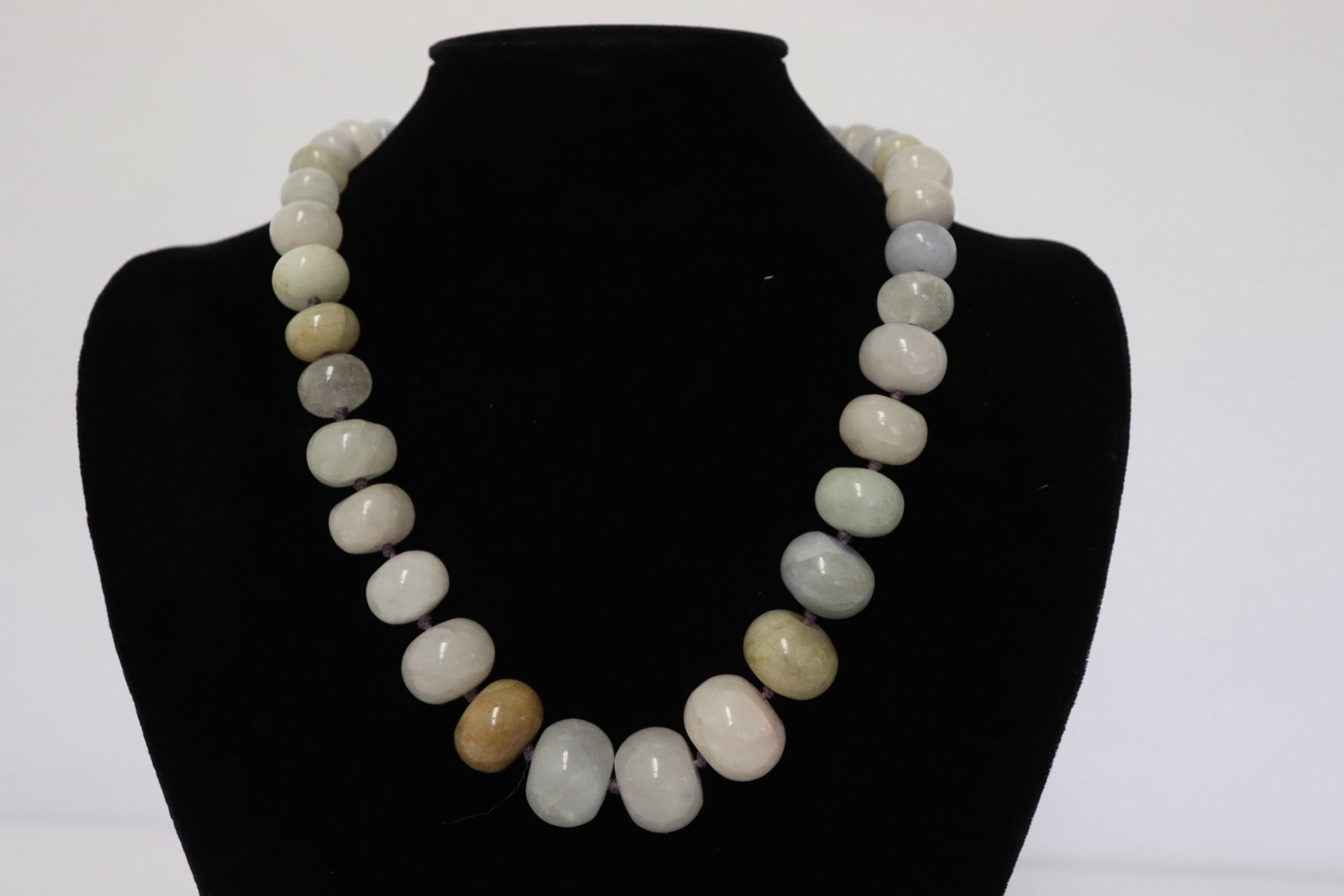 Chinese agate bead necklace w/ sterling clasp (1 of 7)