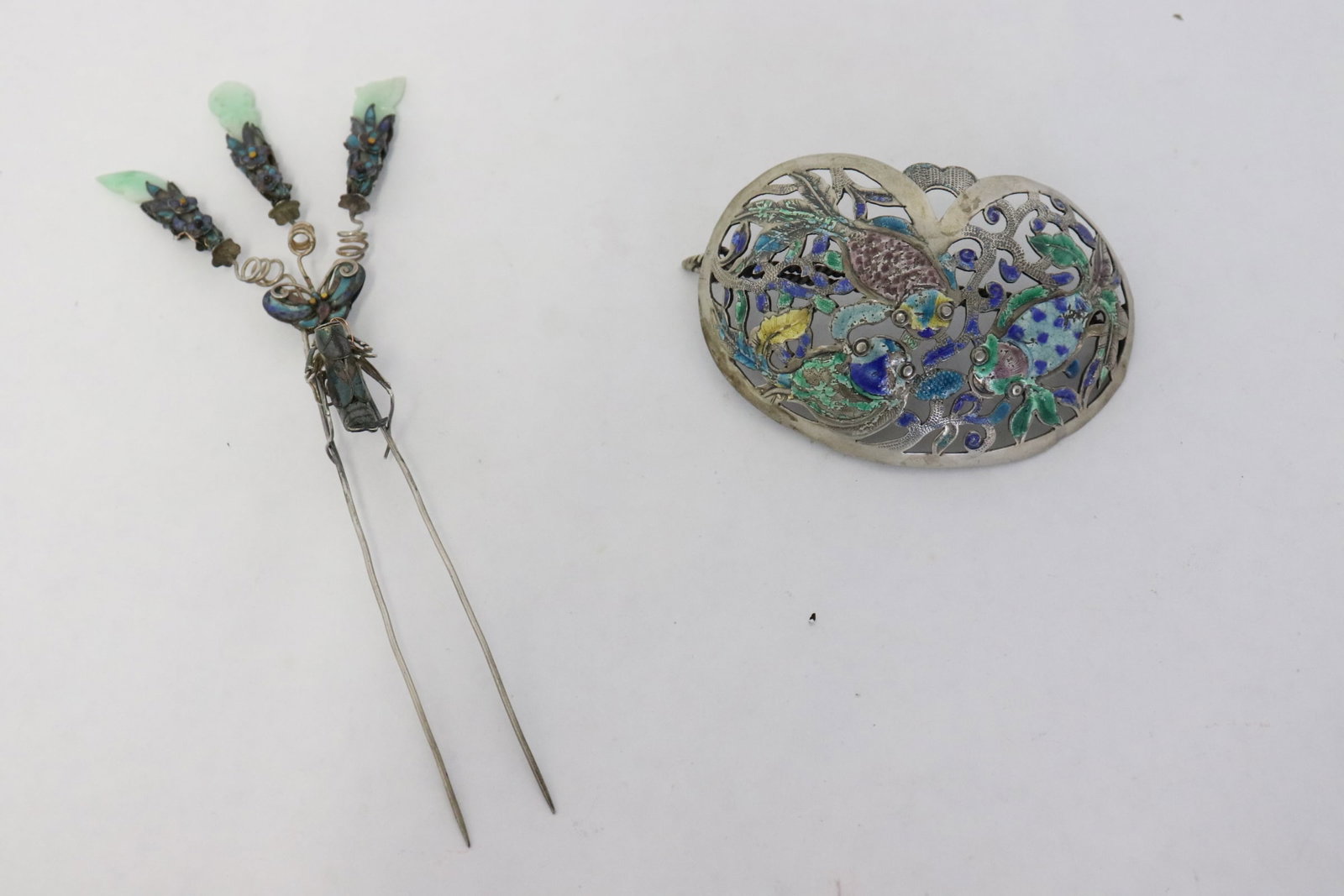 2 antique Chinese enamel on silver pieces (1 of 10)