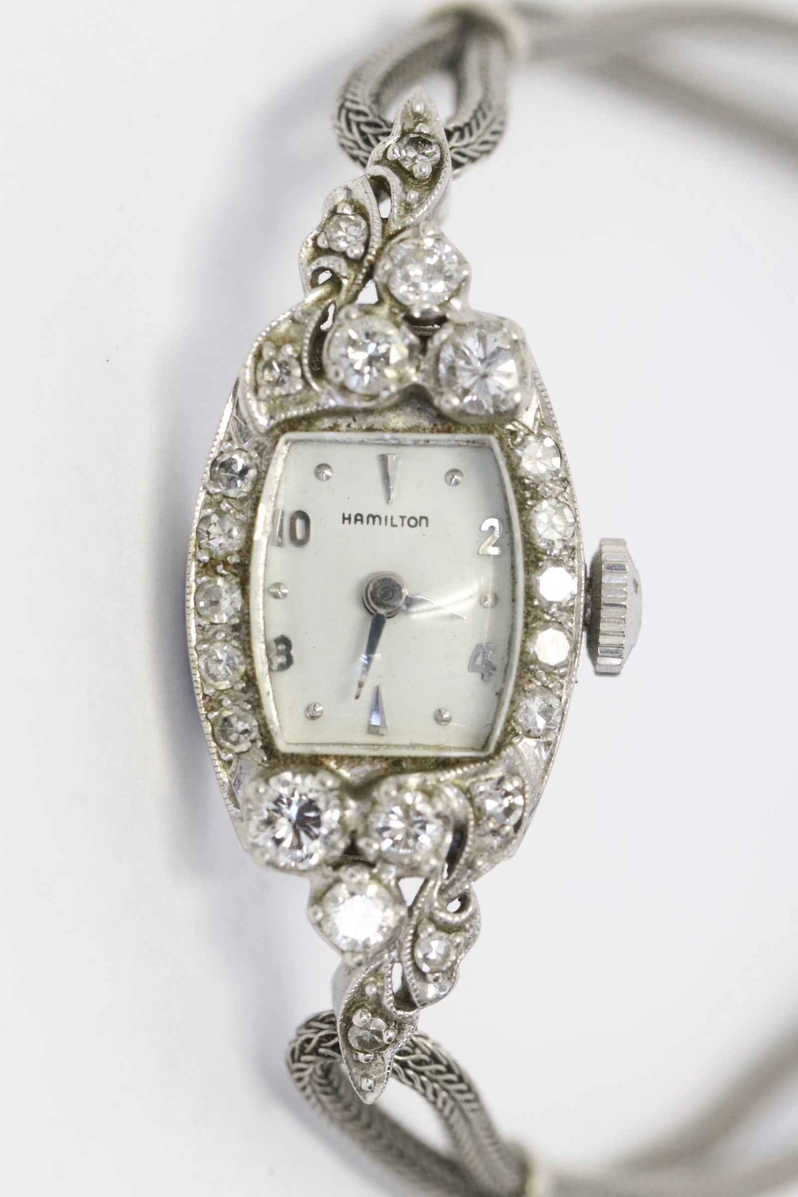 14K W/G lady's diamond wrist watch by Hamilton (1 of 9)