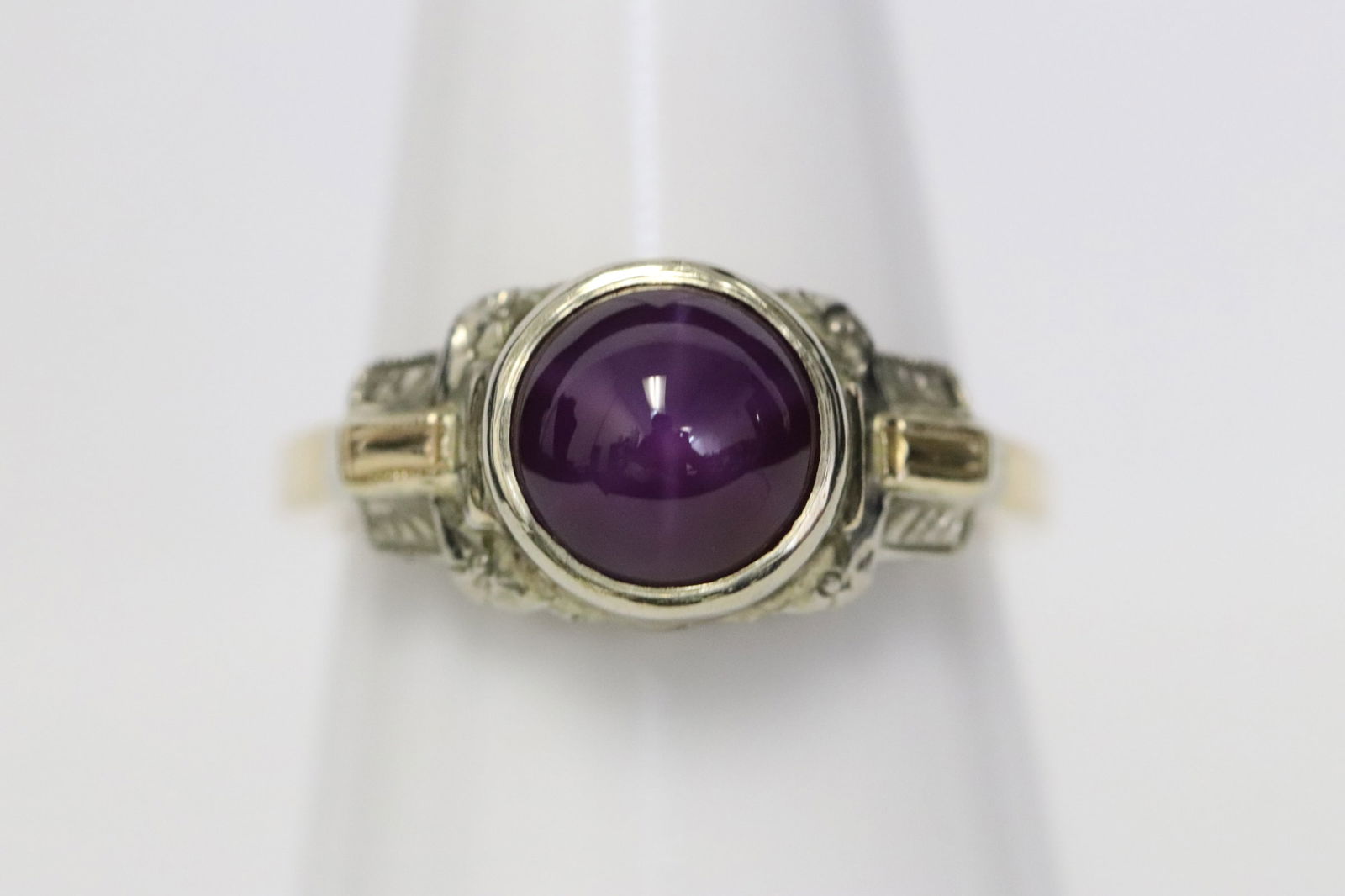 14K rose gold deco style ring with star ruby (1 of 10)