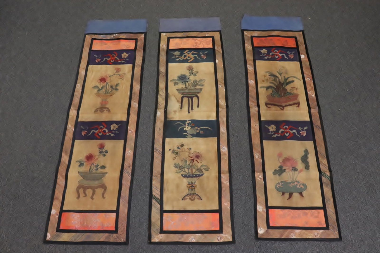 3 Chinese long antique kesi panels (1 of 10)