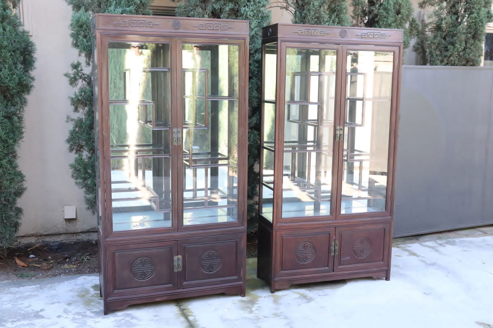 Pair Chinese rosewood display case (1 of 12)