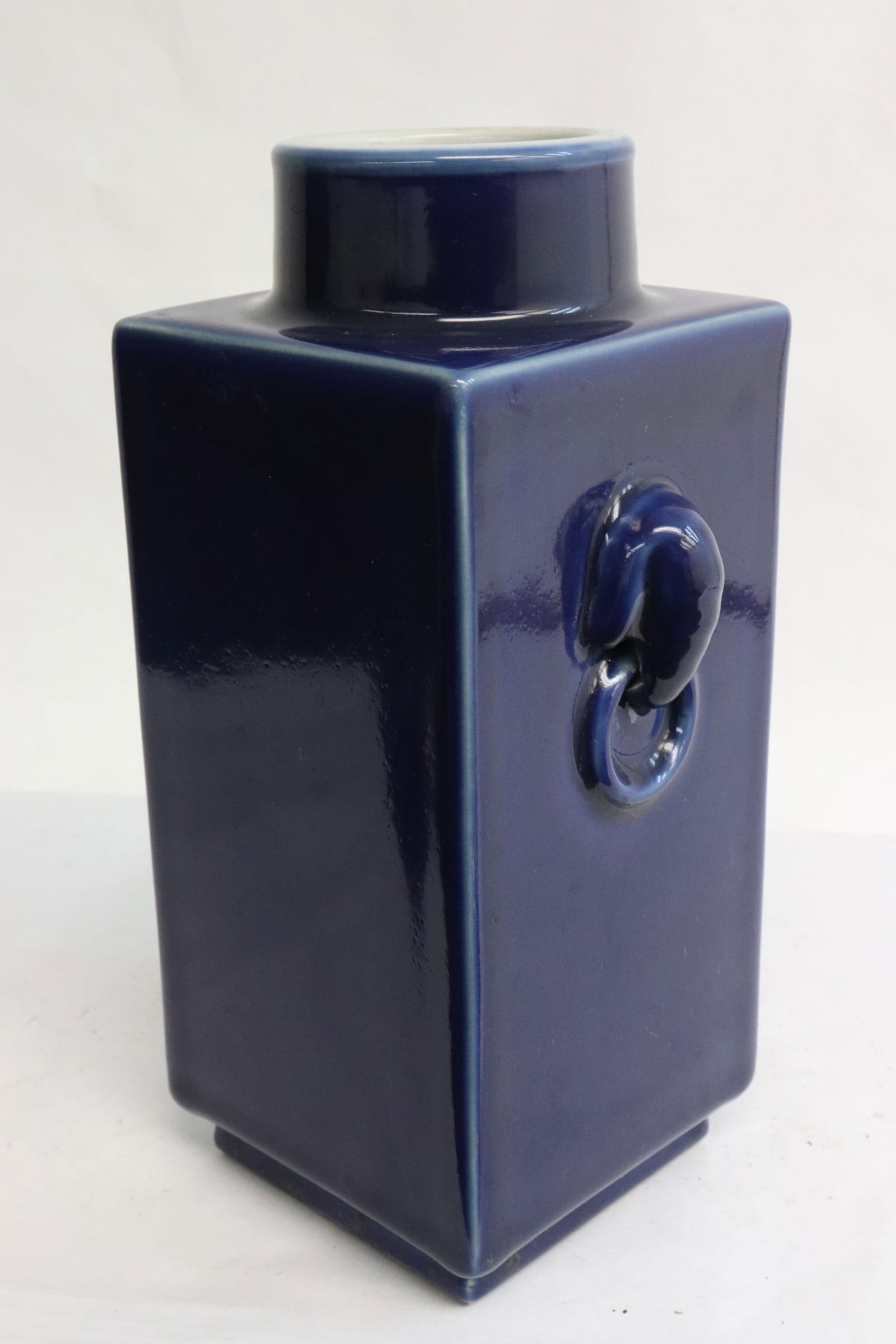 Chinese blue glazed porcelain square vase (1 of 8)