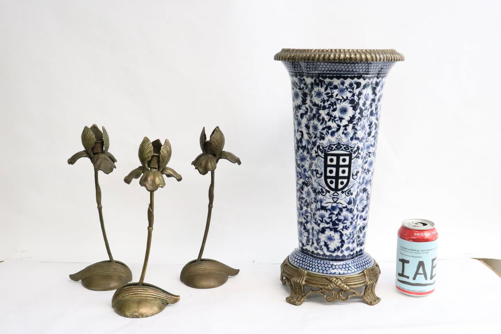 a b&w vase, & 3 bronze candle holders (1 of 12)