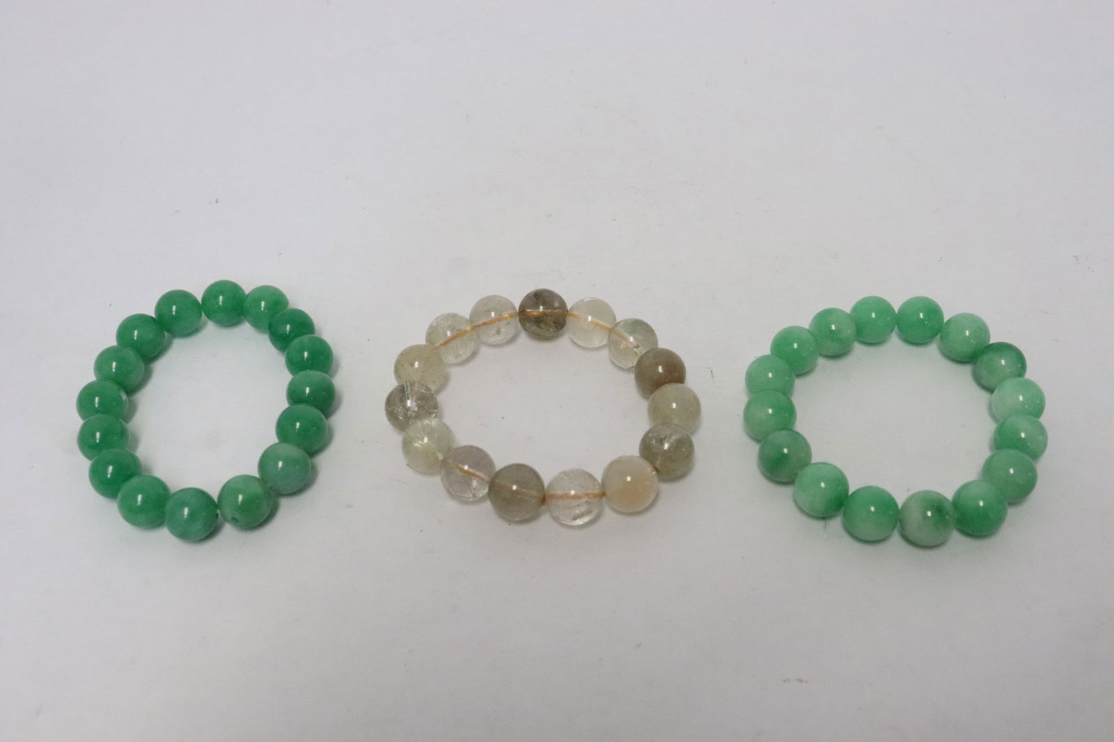 3 bead bracelets; one rock crystal and 2 jadeite (1 of 10)