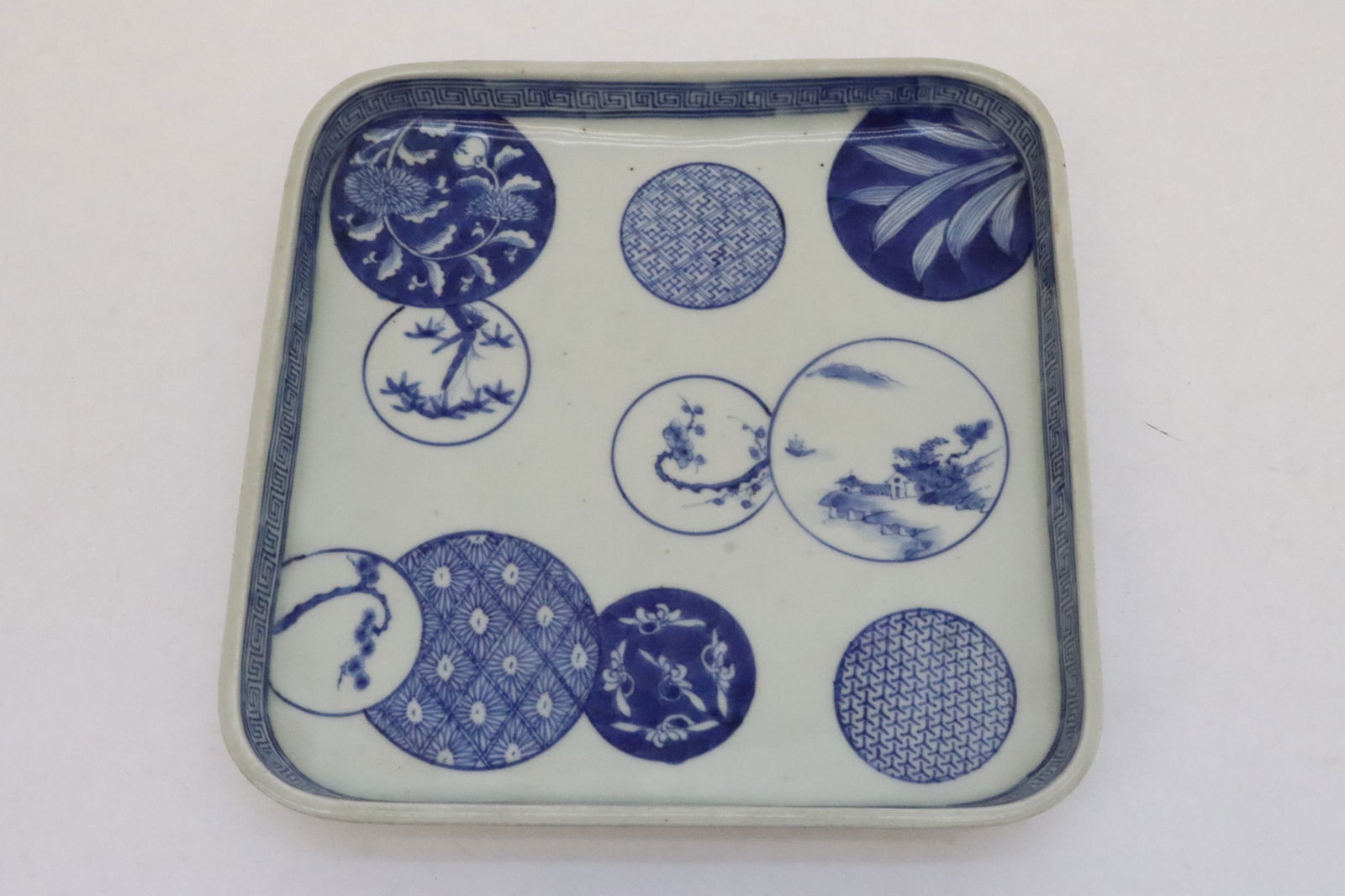 Antique Japanese blue and white square plate (1 of 7)