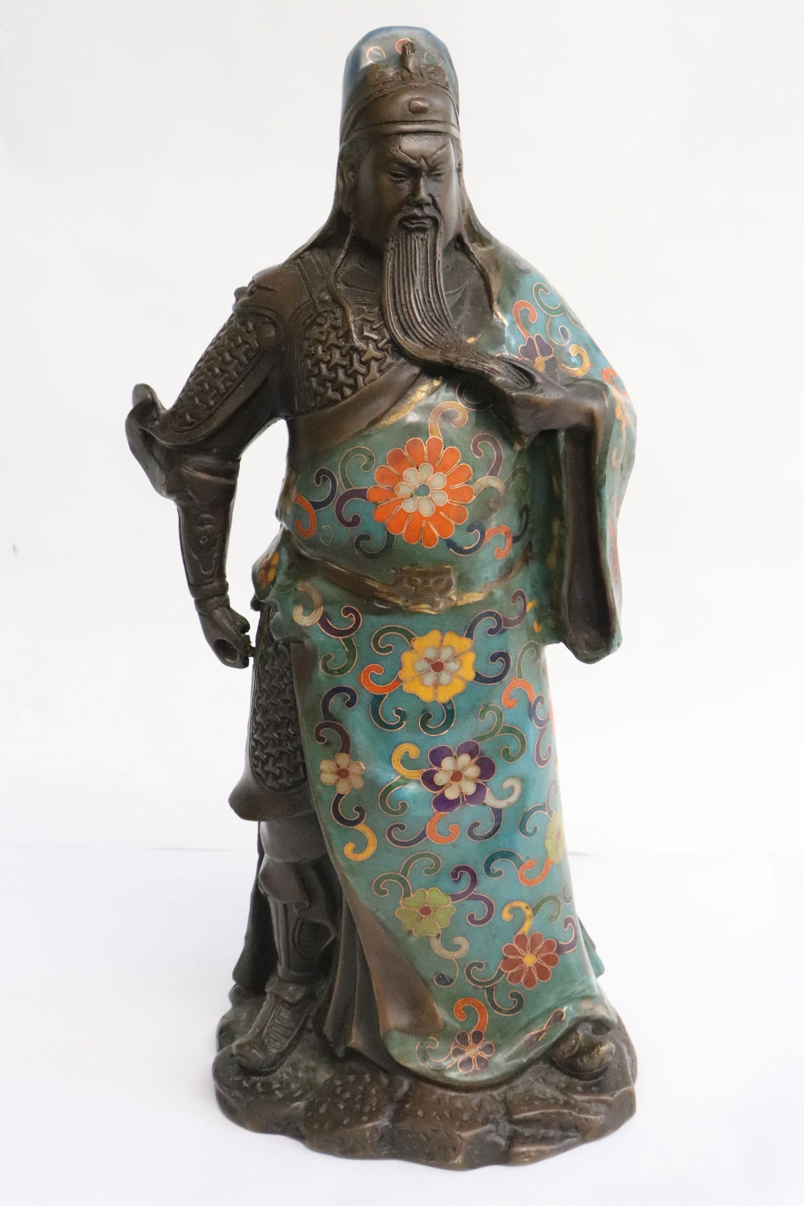 Chinese cloisonne bronze sculpture of warrior (1 of 9)